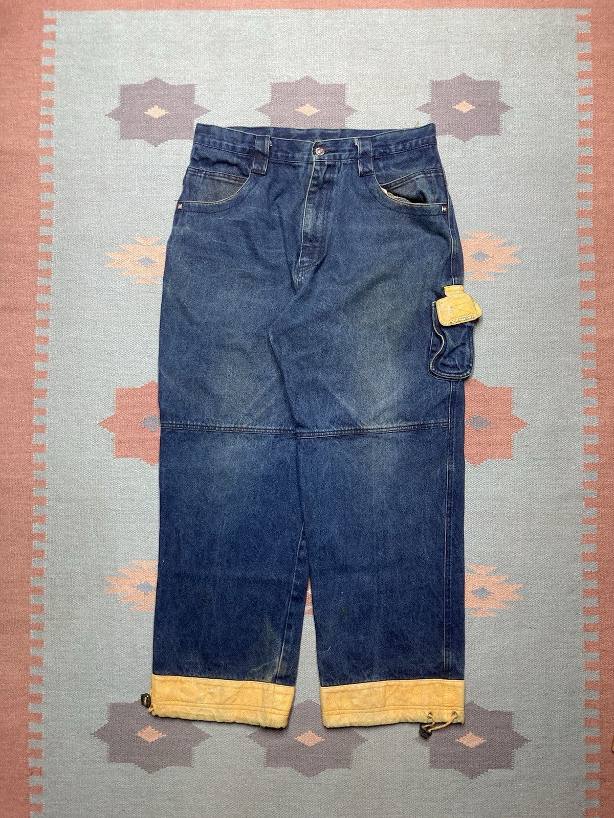 Bare Fox × Vintage Vtg y2k baggy jeans wide skater carpenter rave yellow 34x30 Size US 34 / EU 50 - 5 Thumbnail