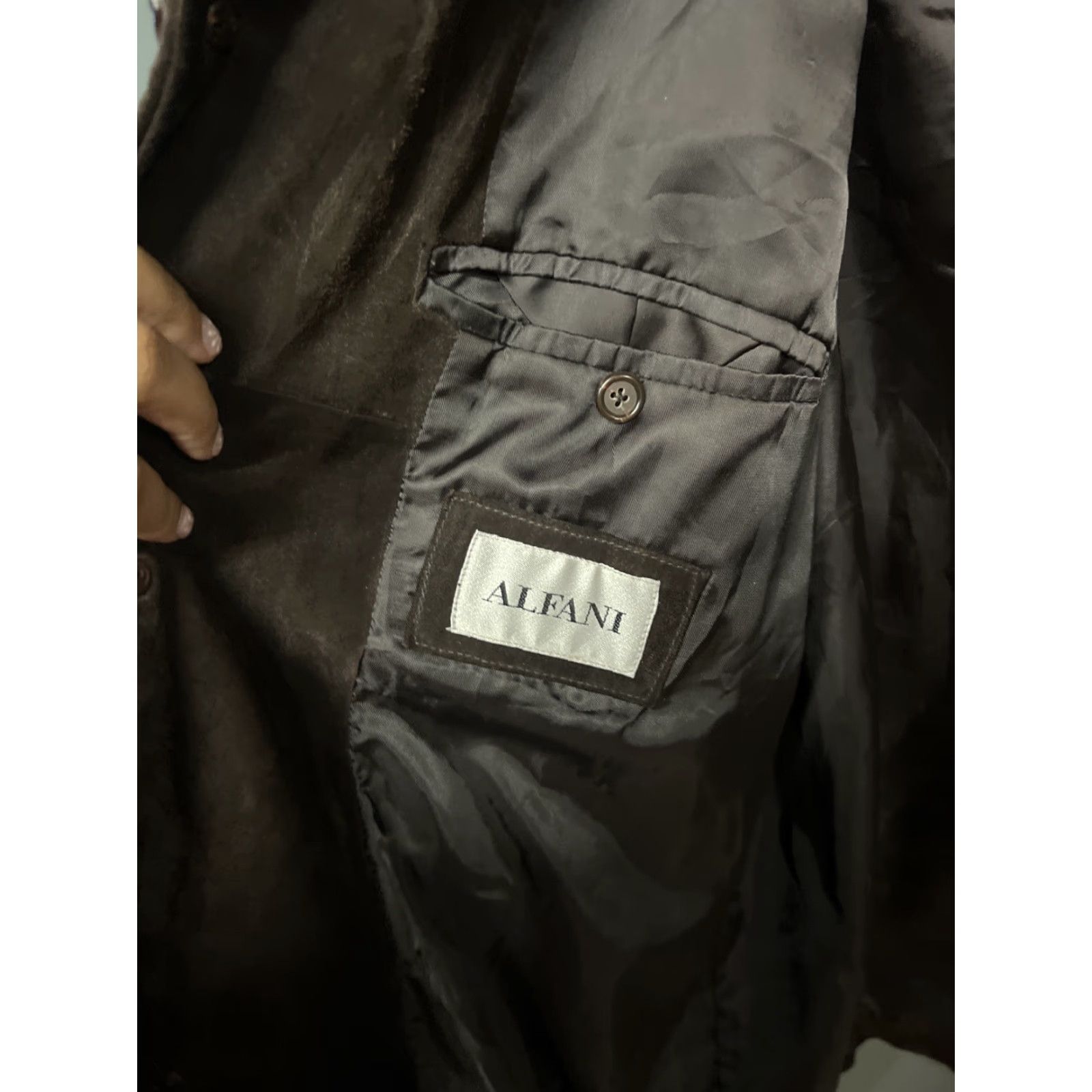 Alfani Alfani Leather Blazer Jacket Mens Brown 44R Chocolate Brown Regular Size 44 Blazer Jacket Mens Size 44R - 4 Thumbnail