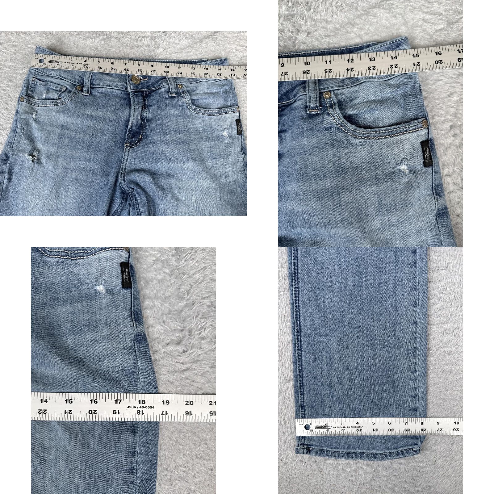 Silver Jeans Co. Silver Jeans Co Slim Boot Jeans Womens 29 Blue Light Wash Mid Rise Stretch 29x31 Size 29" - 9 Thumbnail