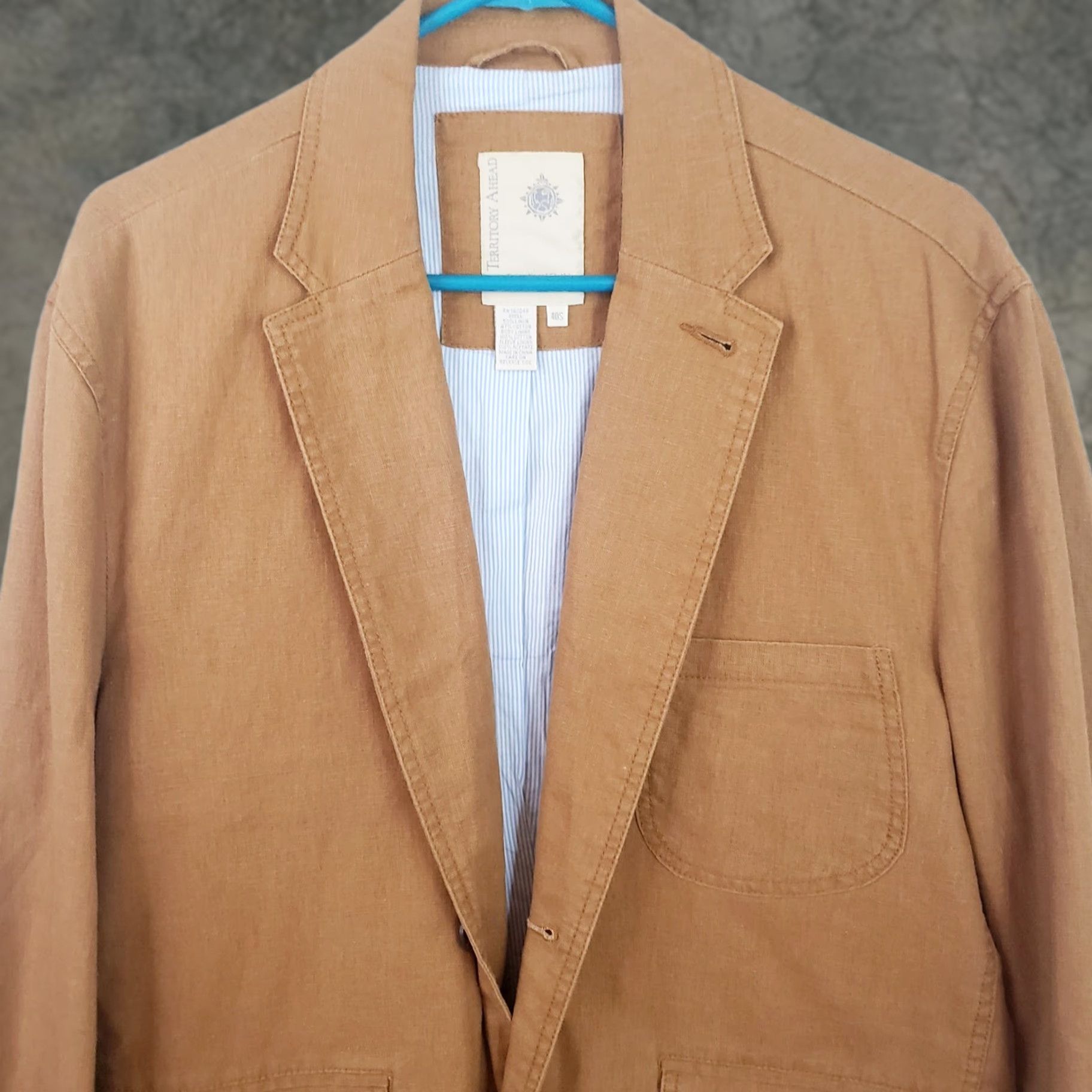 The Territory Ahead Territory Ahead Blazer Shirt Men 40S Brown Linen Silk Notch Casual Beach Sports Size 40R - 1 Thumbnail