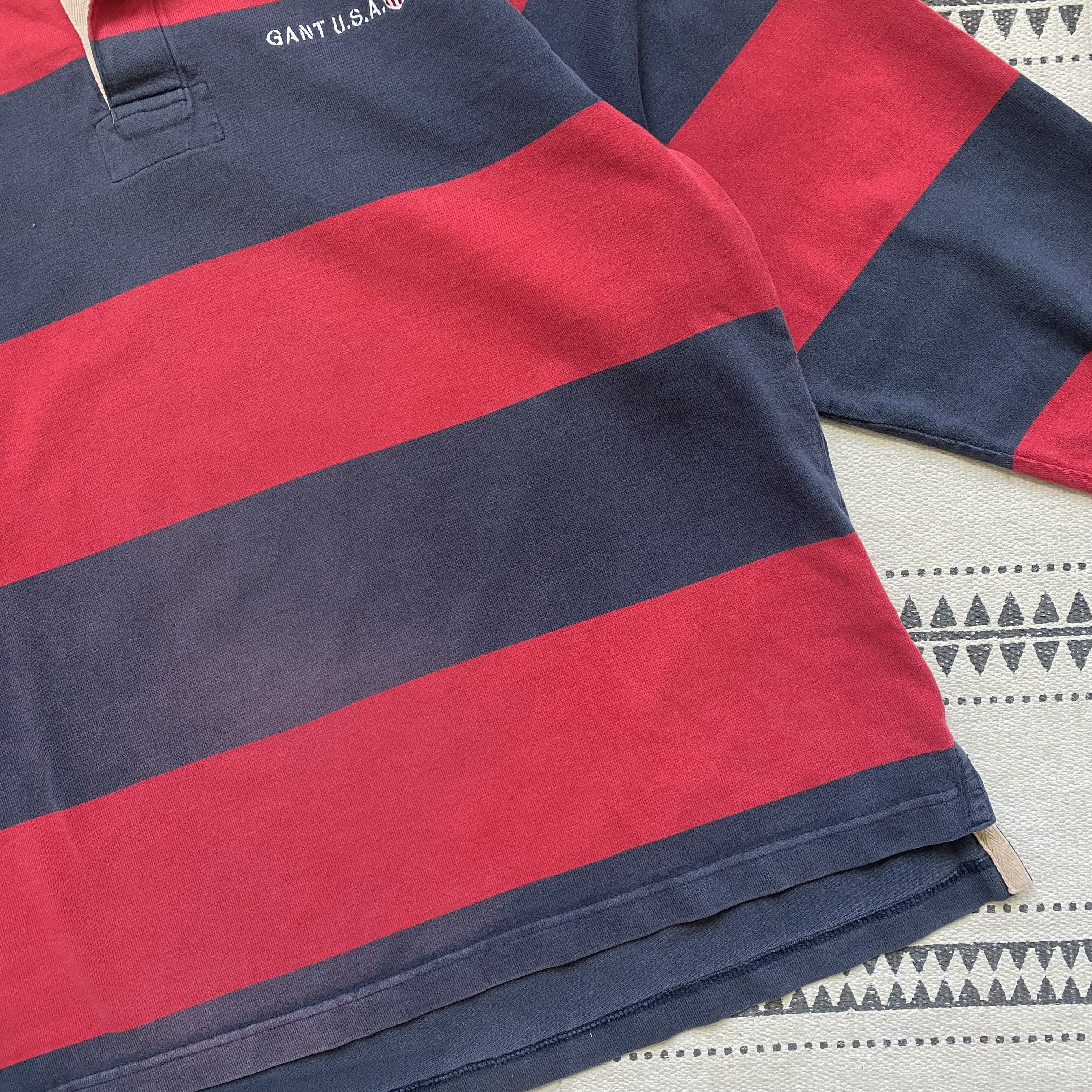 Polo Ralph Lauren Vintage 90s Gant USA stripped rugby shirt Faded Size US M / EU 48-50 / 2 - 8 Thumbnail
