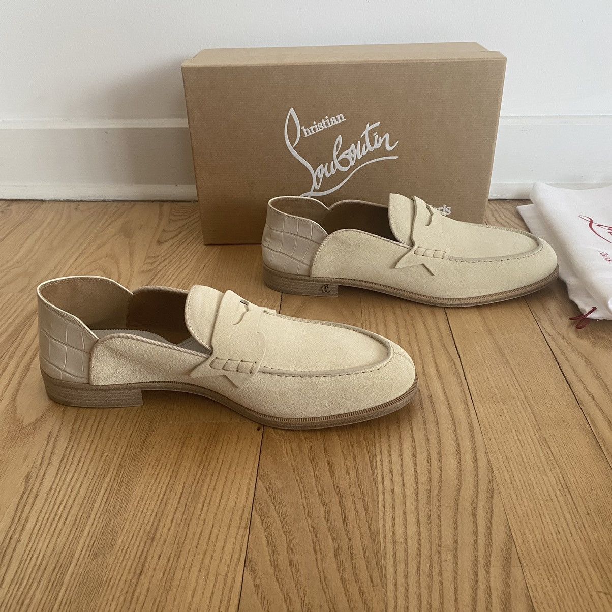 Christian Louboutin Christian Louboutin Penny Sand Tan Suede Croc Loafers Shoes Size US 12.5 / EU 45-46 - 6 Thumbnail
