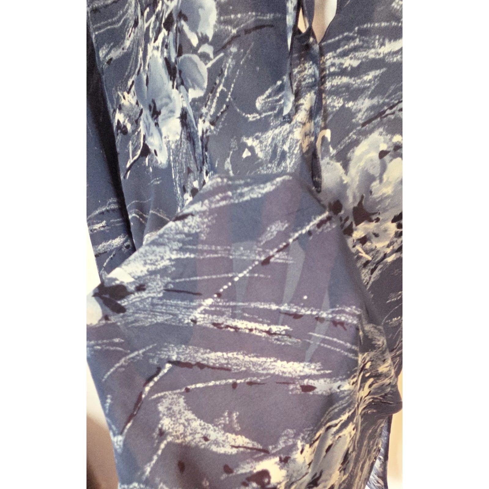 Vintage VINTAGE Millenium Sheer Print Asymmetrical Swimsuit Coverup Tunic Top Blues 24 Womens Plus Size Body Wrappin? Not possible to follow. Size 4XL / US 24-26 - 3 Thumbnail