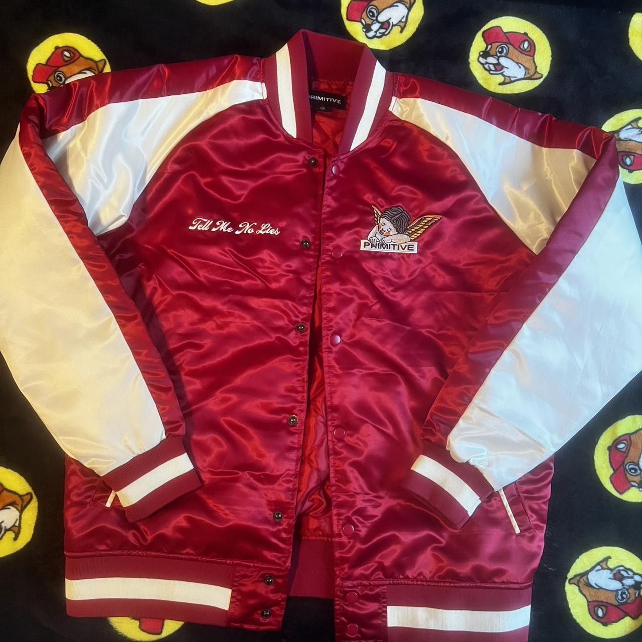 Primitive Burgundy and White Primitive Bomber Jacket Size US XL / EU 56 / 4 - 1 Thumbnail