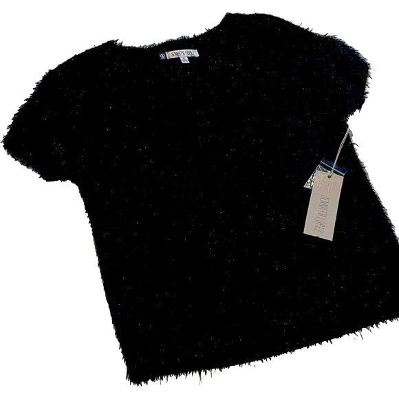 Jennifer Lopez Jennifer Lopez Furry Soft Black Sparkle Shiny Top Women’s Ex Size XS / US 0-2 / IT 36-38 - 1 Thumbnail