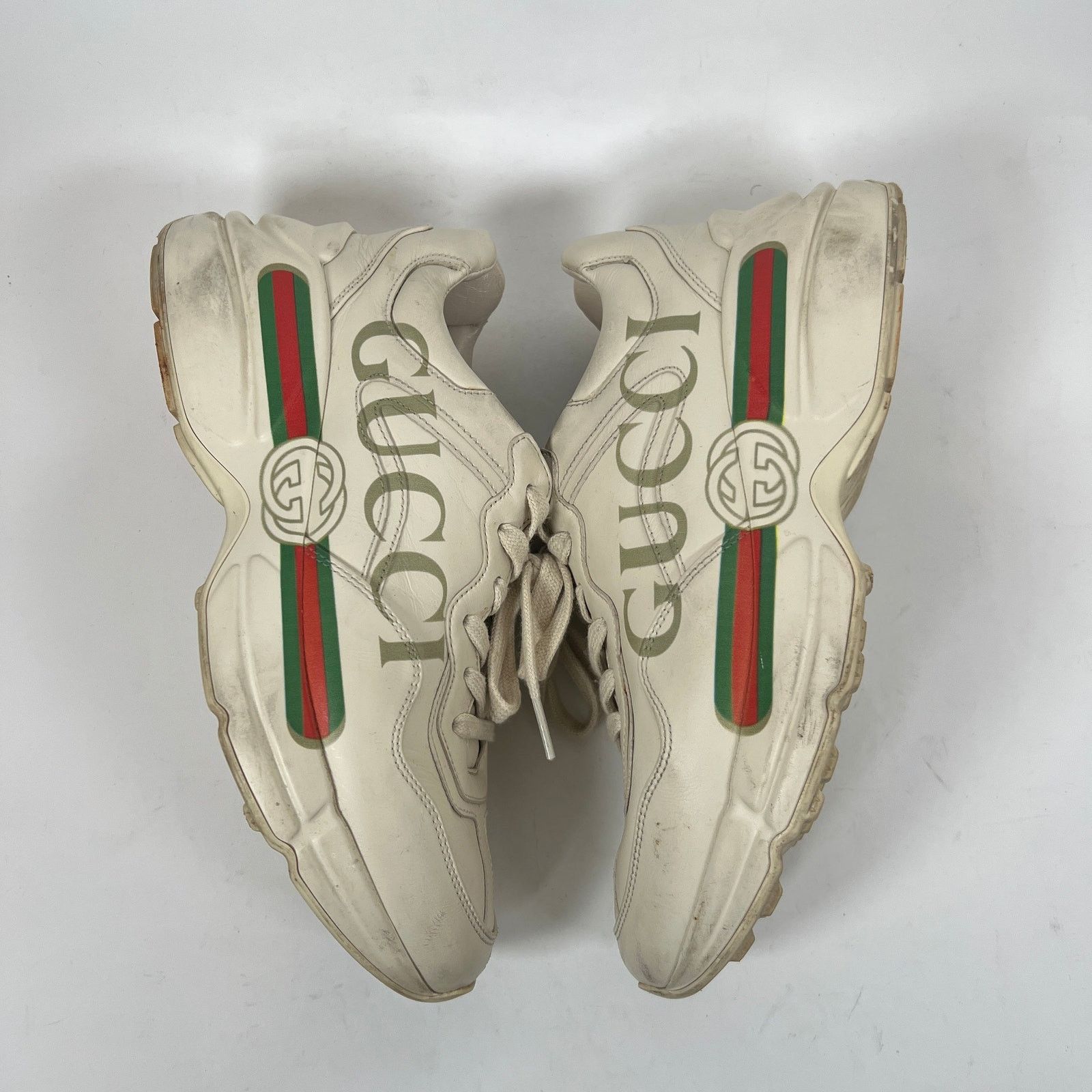 Gucci Gucci Cream Classic Logo Rhyton Sneaker Size 38 Size US 8 / IT 38 - 4 Thumbnail