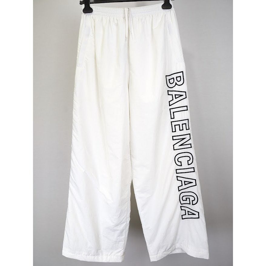Balenciaga o1rshd1 Light Track Nylon Tracksuit Pants in White Size US 32 / EU 48 - 2 Thumbnail