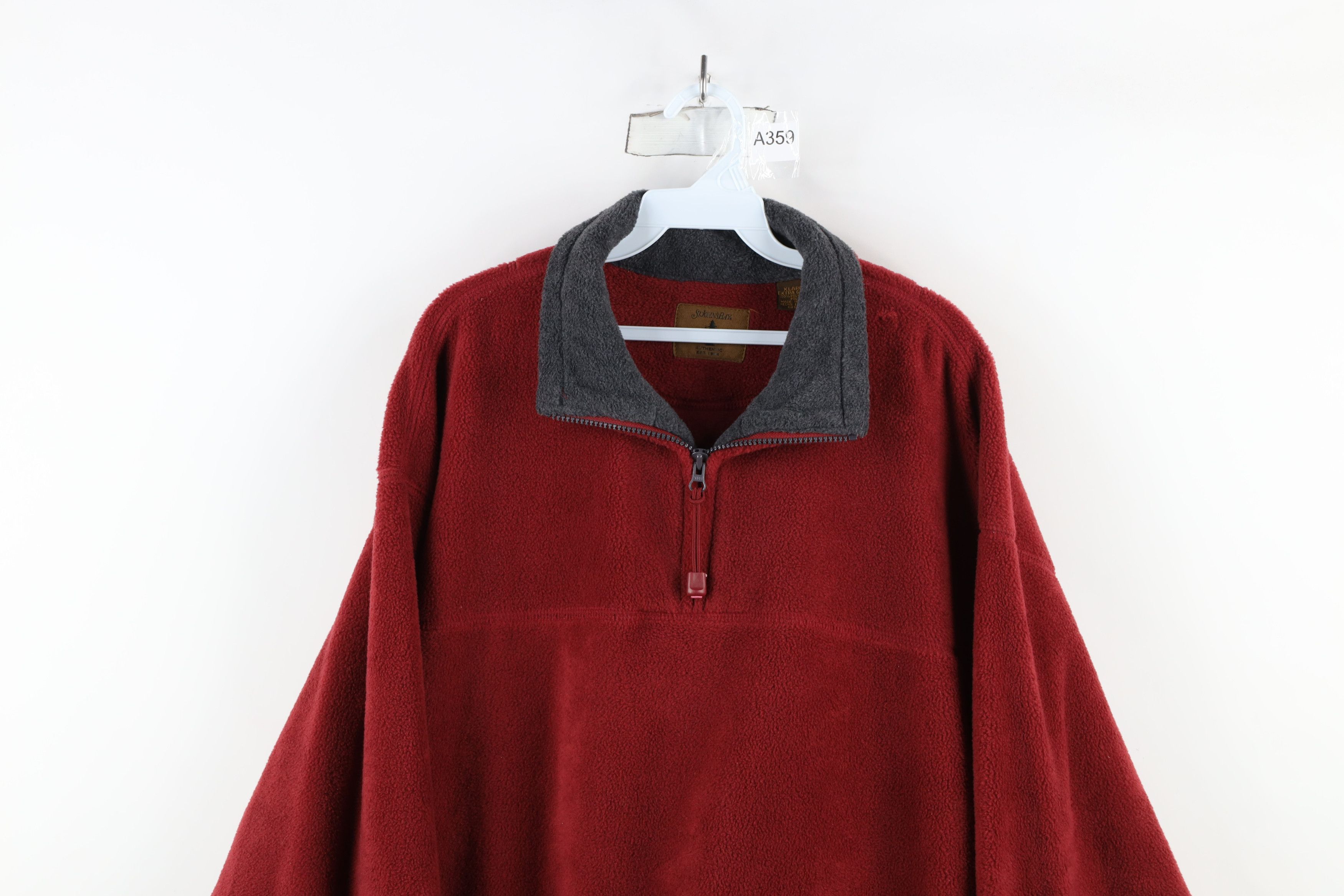 Vintage Vintage 90s Streetwear Blank Baggy Half Zip Fleece Sweater Size US XL / EU 56 / 4 - 2 Thumbnail