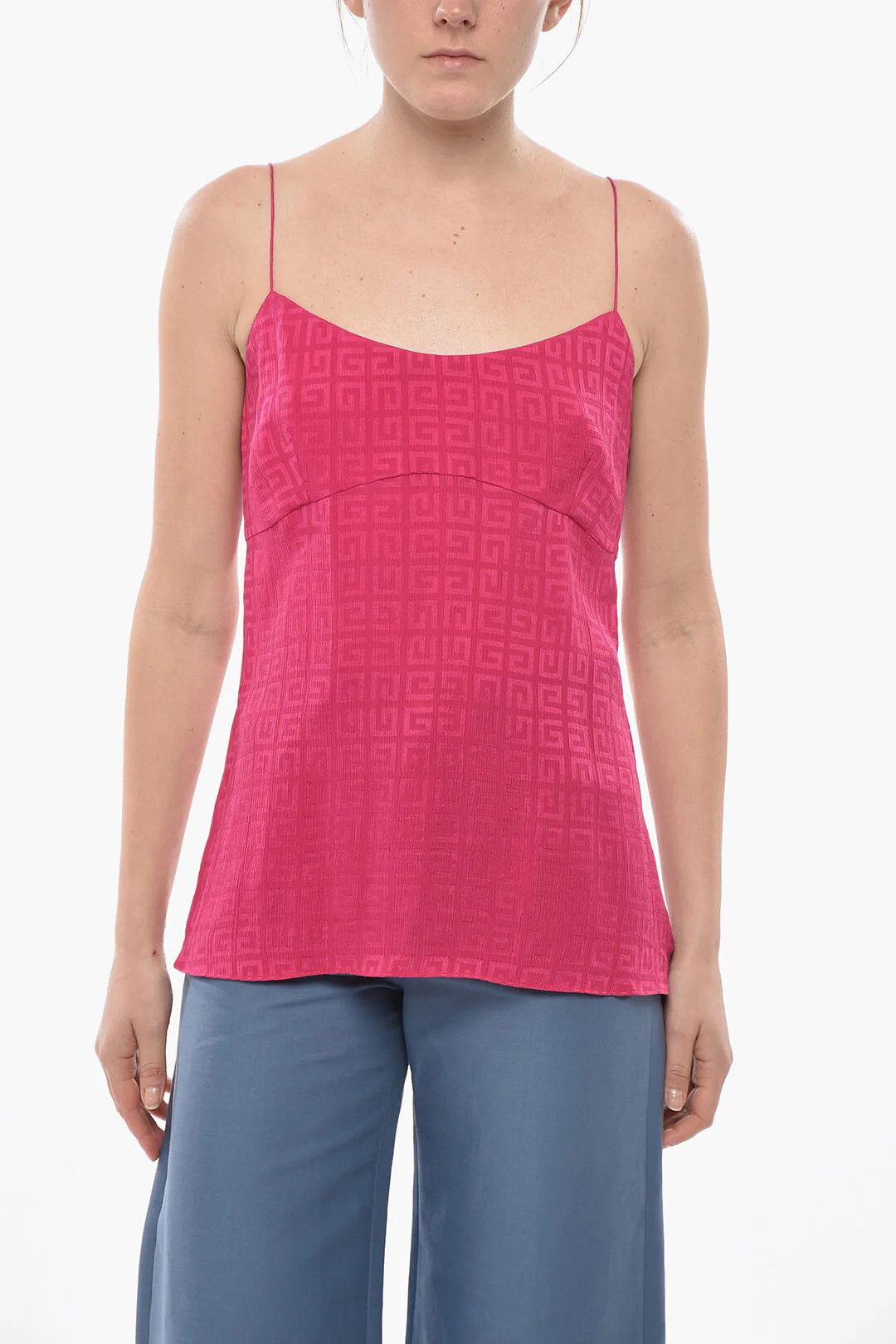Givenchy og1mm0326 Silk Jacquard Slip Top in Pink Size M / US 6-8 / IT 42-44 - 1 Thumbnail