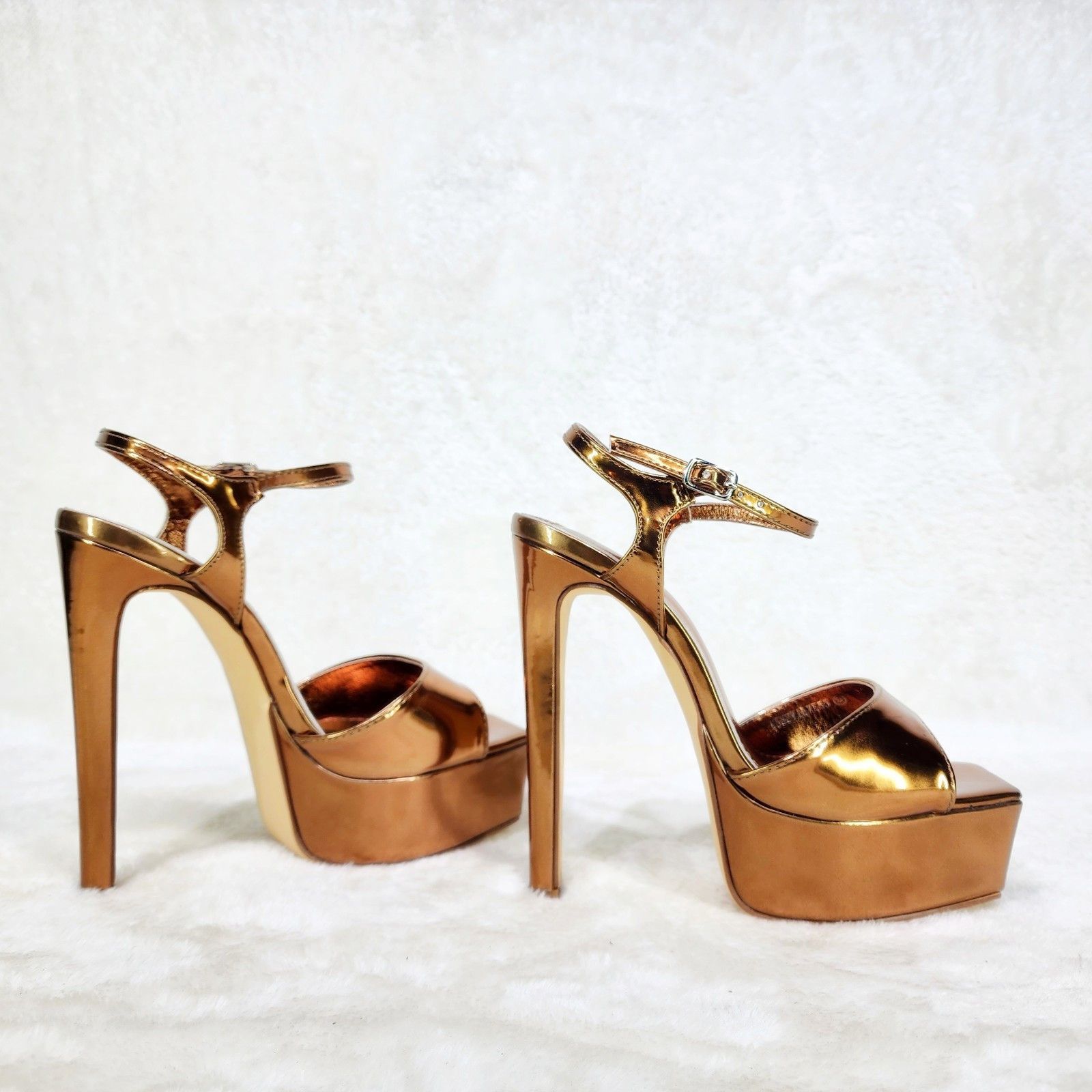 Other Gwen Bronze Metallic Platform Open Toe 6" Stiletto High Heel Size US 7.5 / IT 37.5 - 2 Thumbnail