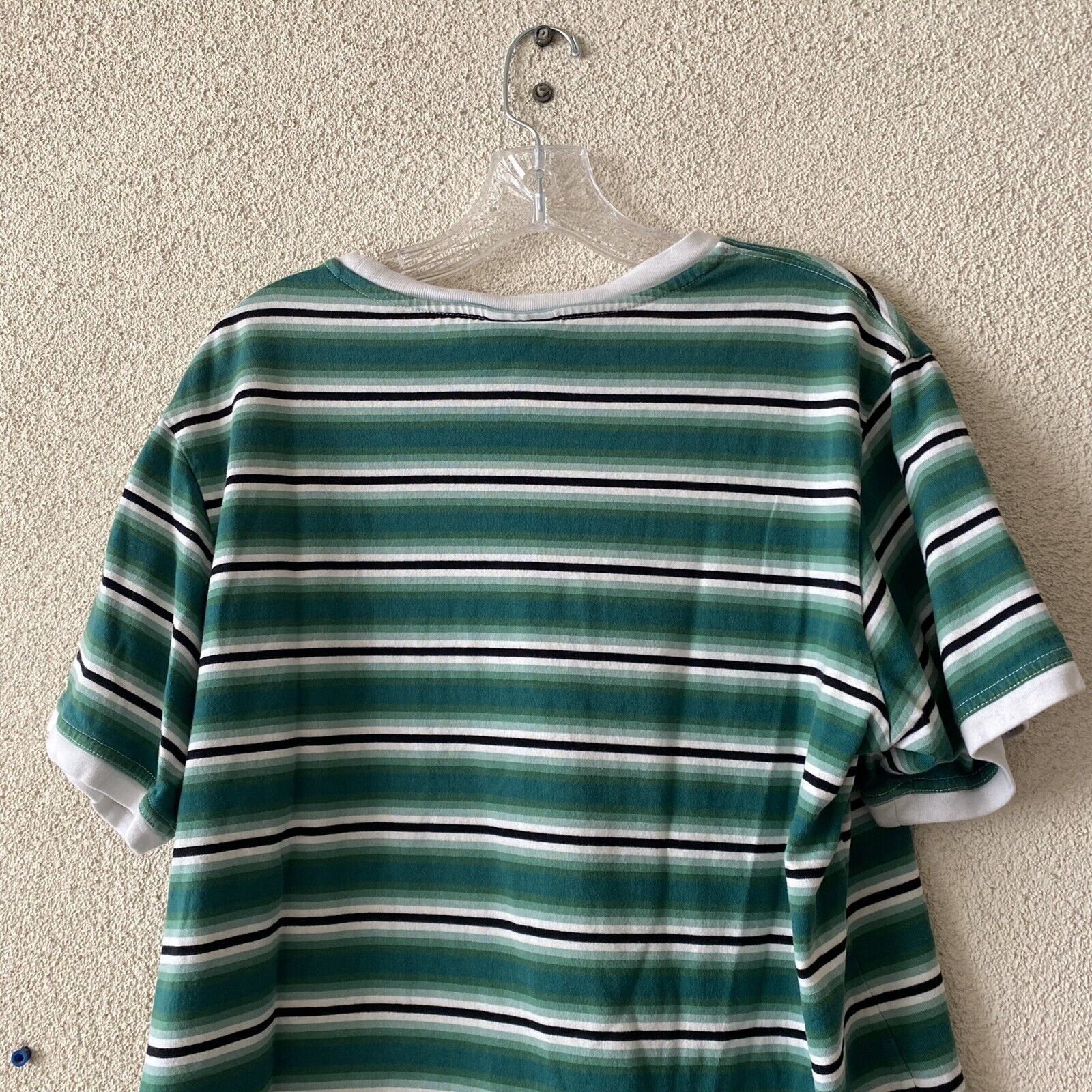 Huf HUF Mens Top Green White Stripe 100% Cotton Tee S/S T-Shirt Size US L / EU 52-54 / 3 - 9 Thumbnail