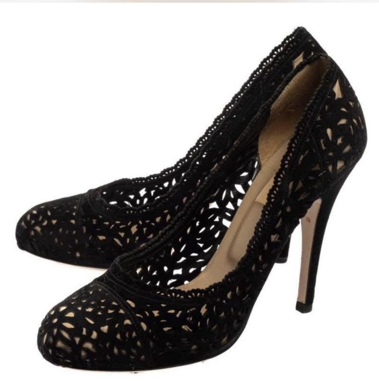Valentino Valentino Black Heels Suede Size US 7.5 / IT 37.5 - 2 Thumbnail