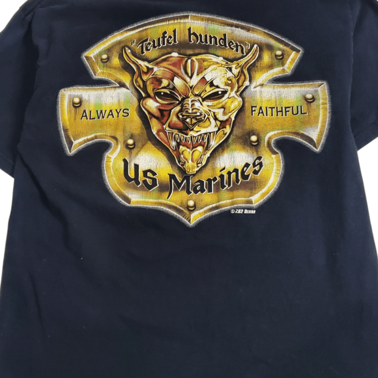 Vintage 90s US Marine Corps Devil Dogs T-Shirt. Size US M / EU 48-50 / 2 - 2 Thumbnail