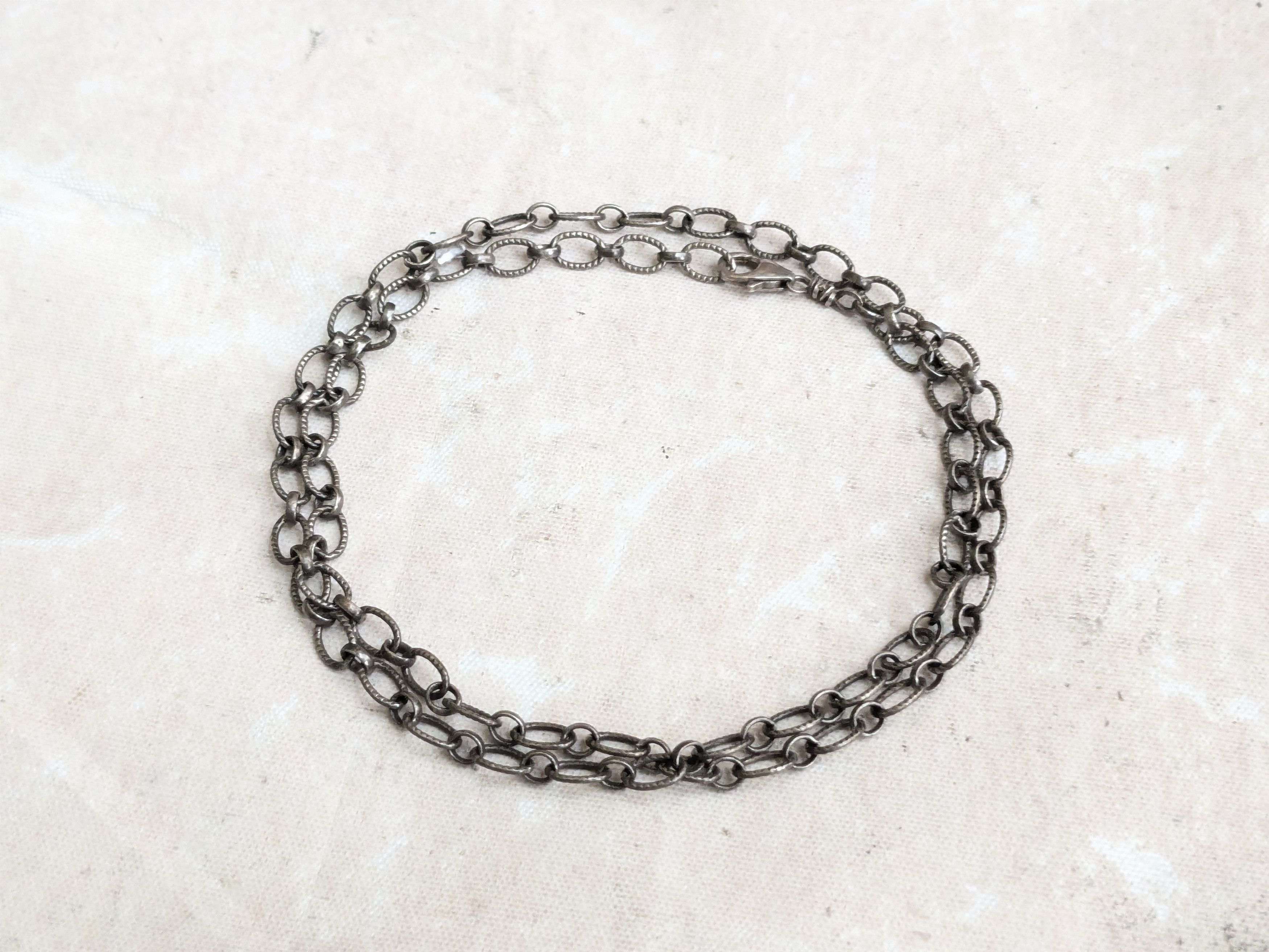 Jewelry Vintage Sterling Silver Oval Necklace 21" Size ONE SIZE - 4 Thumbnail