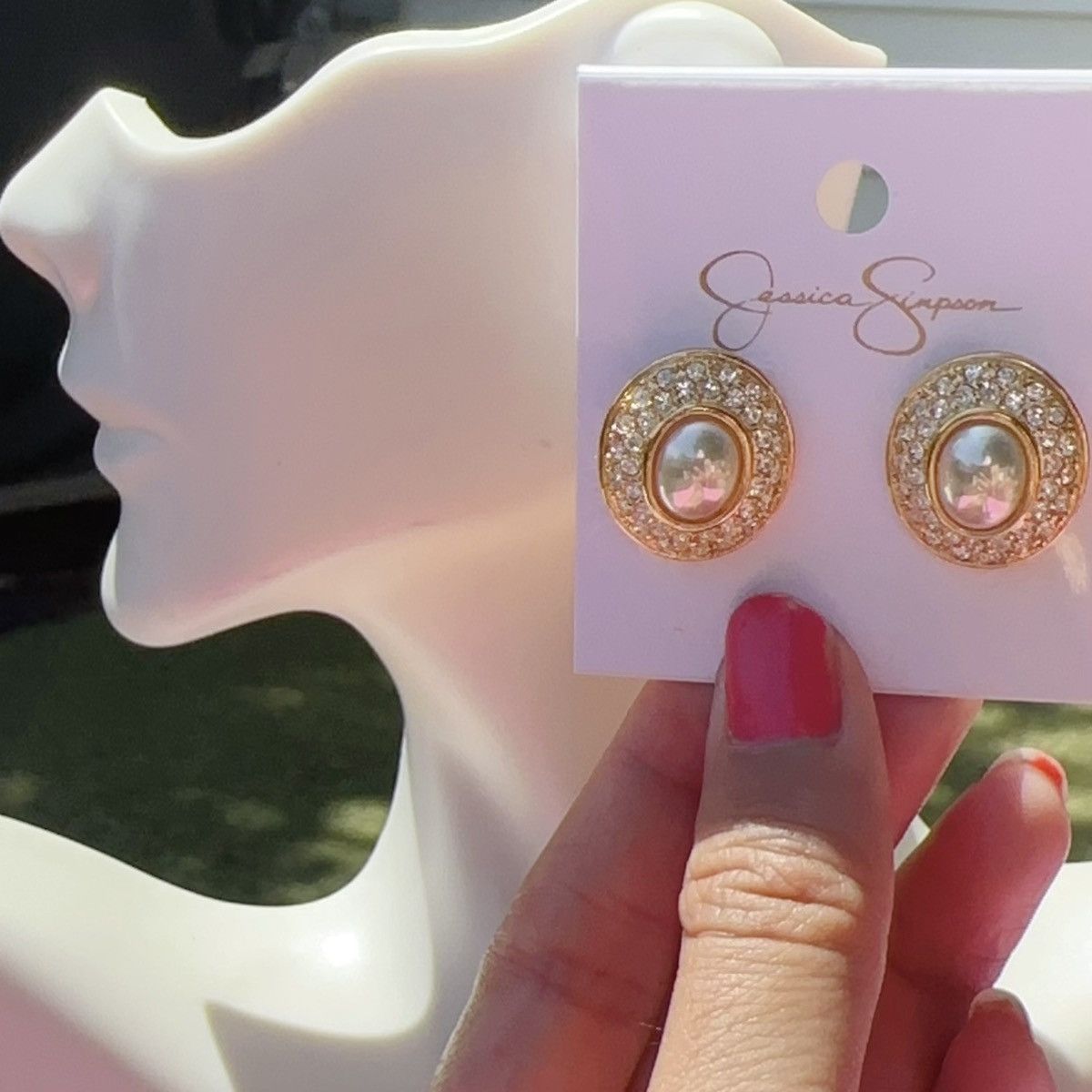 Jessica Simpson Jessica Simpson Earrings gold tone diamonds shiny pearl Size ONE SIZE - 2 Thumbnail