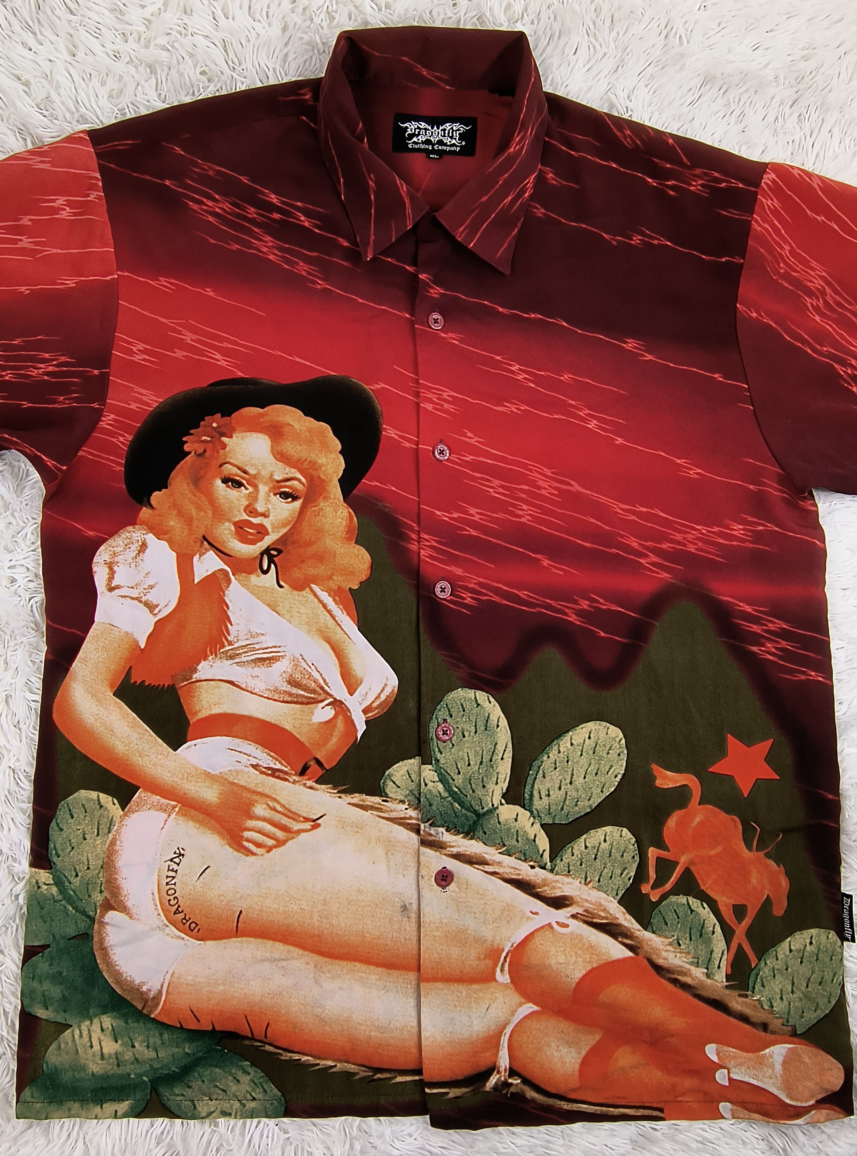 Dragonfly Vintage pin up cowgirl 90s button up shirt Size US XL / EU 56 / 4 - 3 Thumbnail