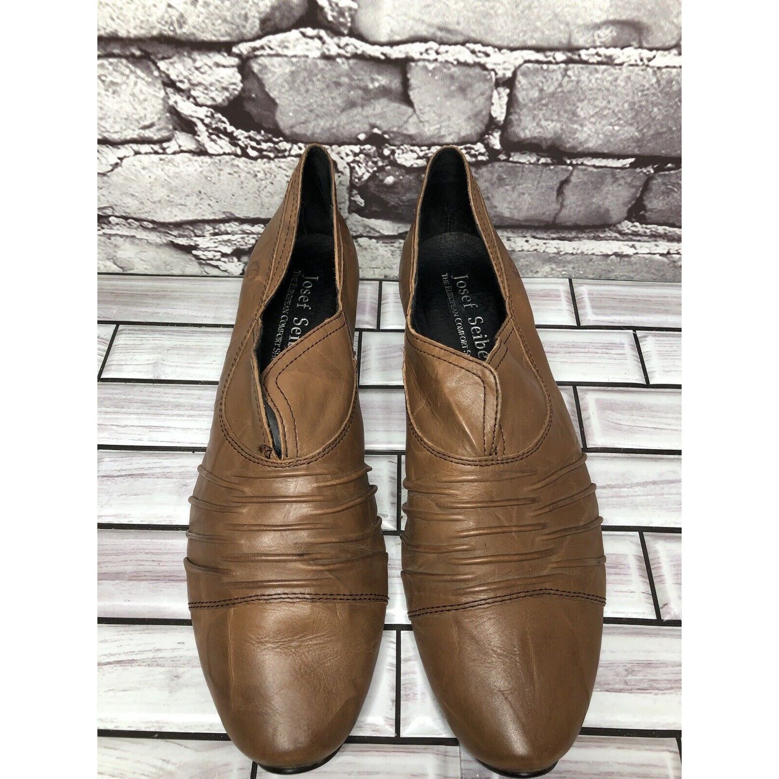 JOSEF SEIBAL Josef Seibel Brown Leather Slip On Heel Booties Shoes Women’ Size US 9 / IT 39 - 11 Thumbnail