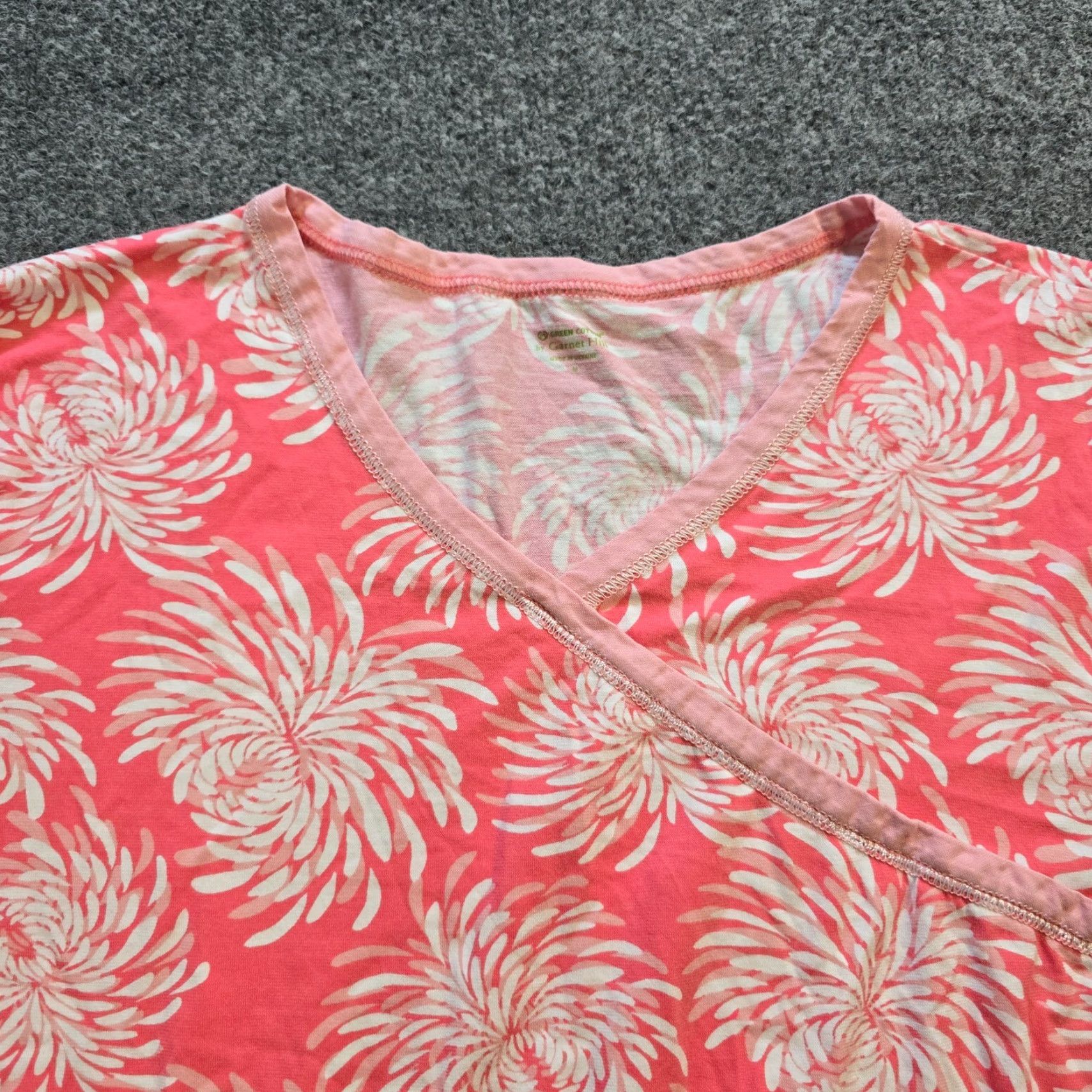 Vintage Garnet Hill Top Women Medium Pink Faux Wrap Long Sleeve Blouse Shirt Career Casual Knit Cotton V-Neck F Size M / US 6-8 / IT 42-44 - 2 Thumbnail