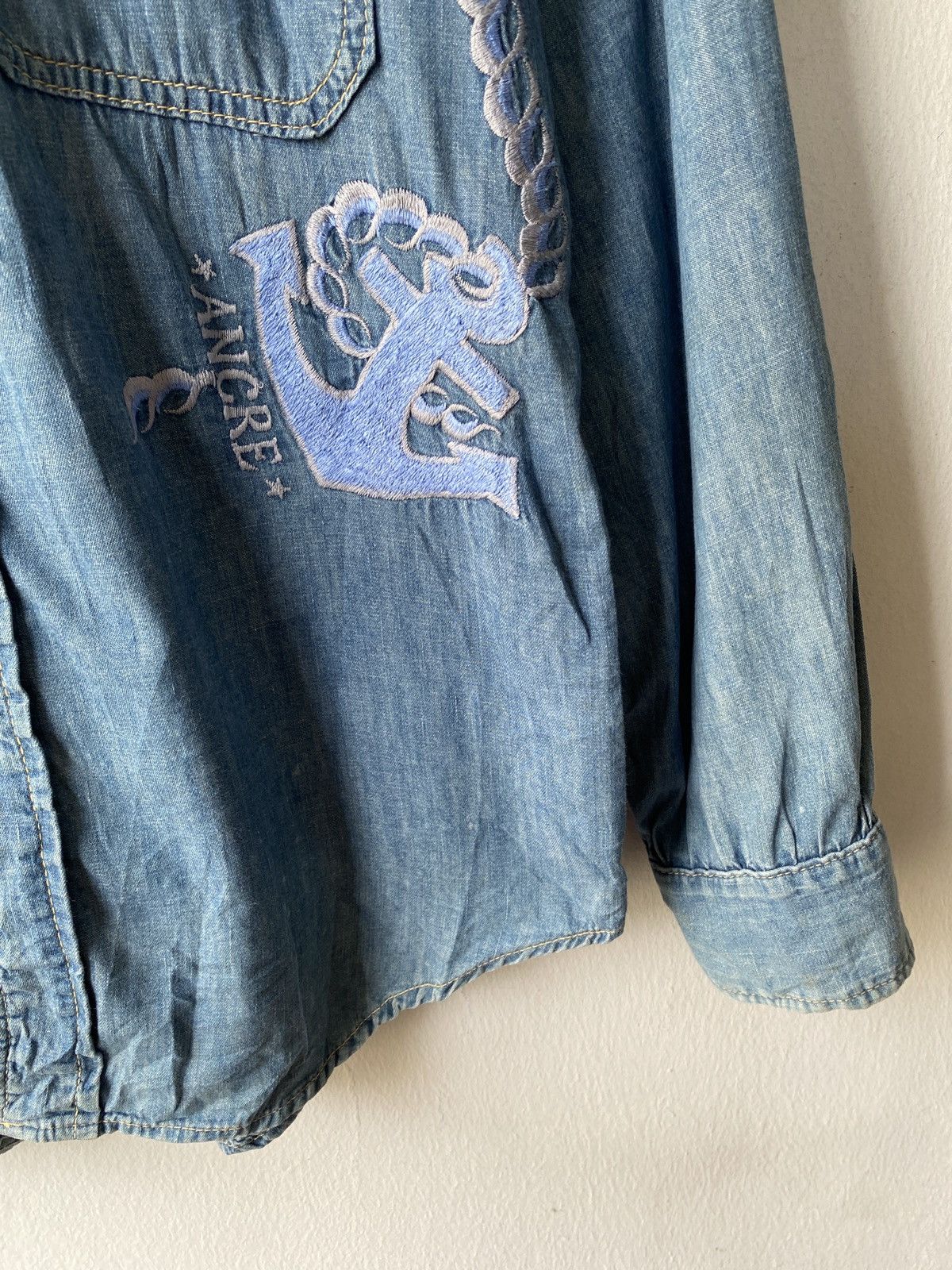 Indigo × Japanese Brand × Kapital Vintage 90s Japan Made In Indigo Spellout Design Shirt Size US M / EU 48-50 / 2 - 9 Thumbnail