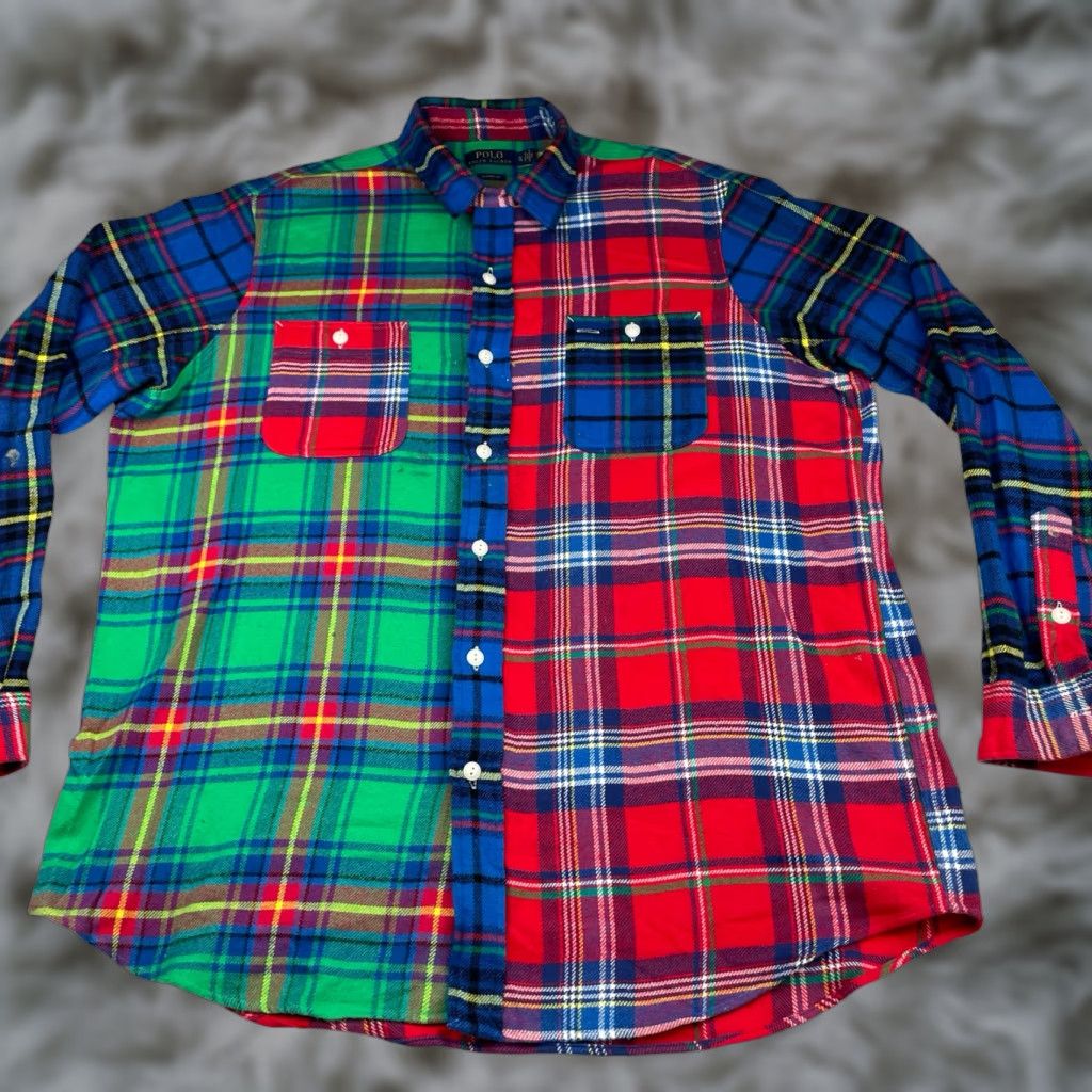 Polo Ralph Lauren Polo Ralph Lauren Men's Heavyweight Flannel Work Shirt Patchwork Plaid XL Red Size US XL / EU 56 / 4 - 1 Thumbnail