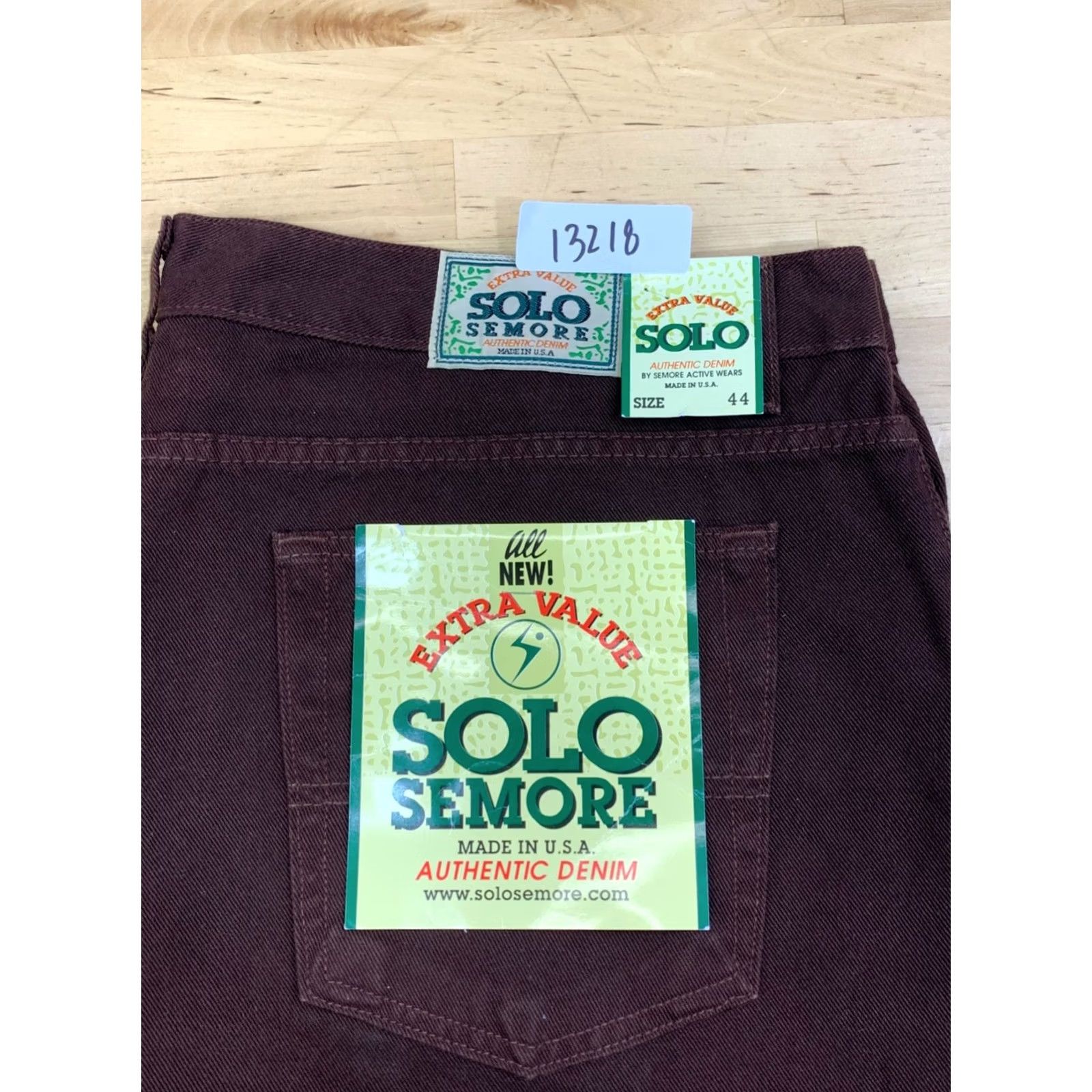 Vintage VINTAGE Solo Jeans Shirt Baggy 90s Hip Hop USA Mens 44x31 Brown Cotton Denim 5-Pocket Straight Relaxed NWT Size US 44 / EU 60 - 2 Thumbnail