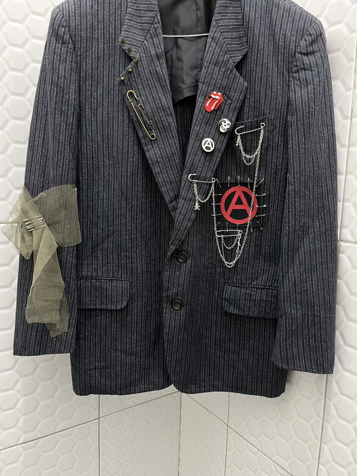 Comme des Garcons × Comme des Garcons Homme Vintage 90's Comme Des Garcons Punk Blazer Size 38R - 4 Thumbnail