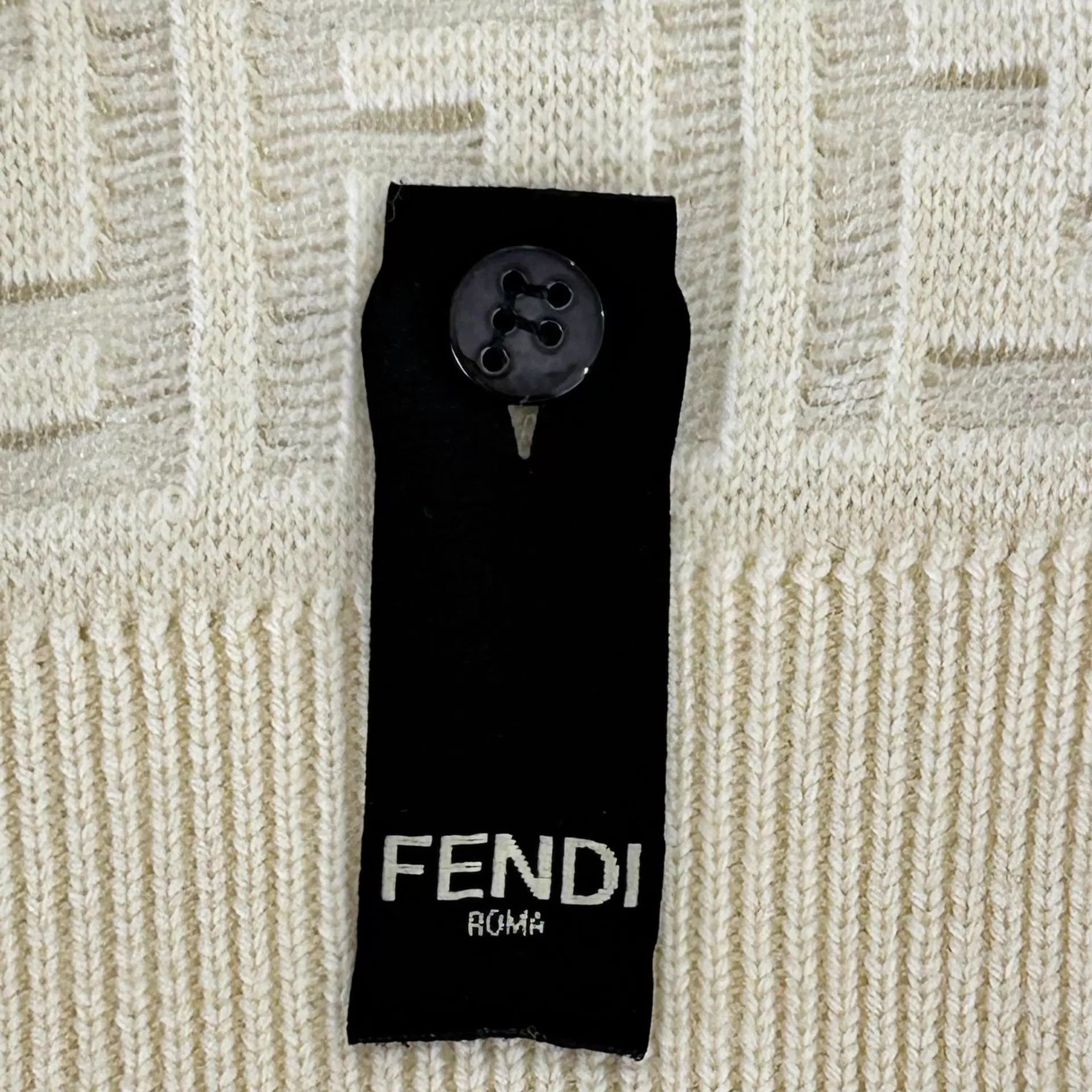 Fendi Fendi New White FF Pattern Crewneck Wool Pullover Size US M / EU 48-50 / 2 - 6 Thumbnail