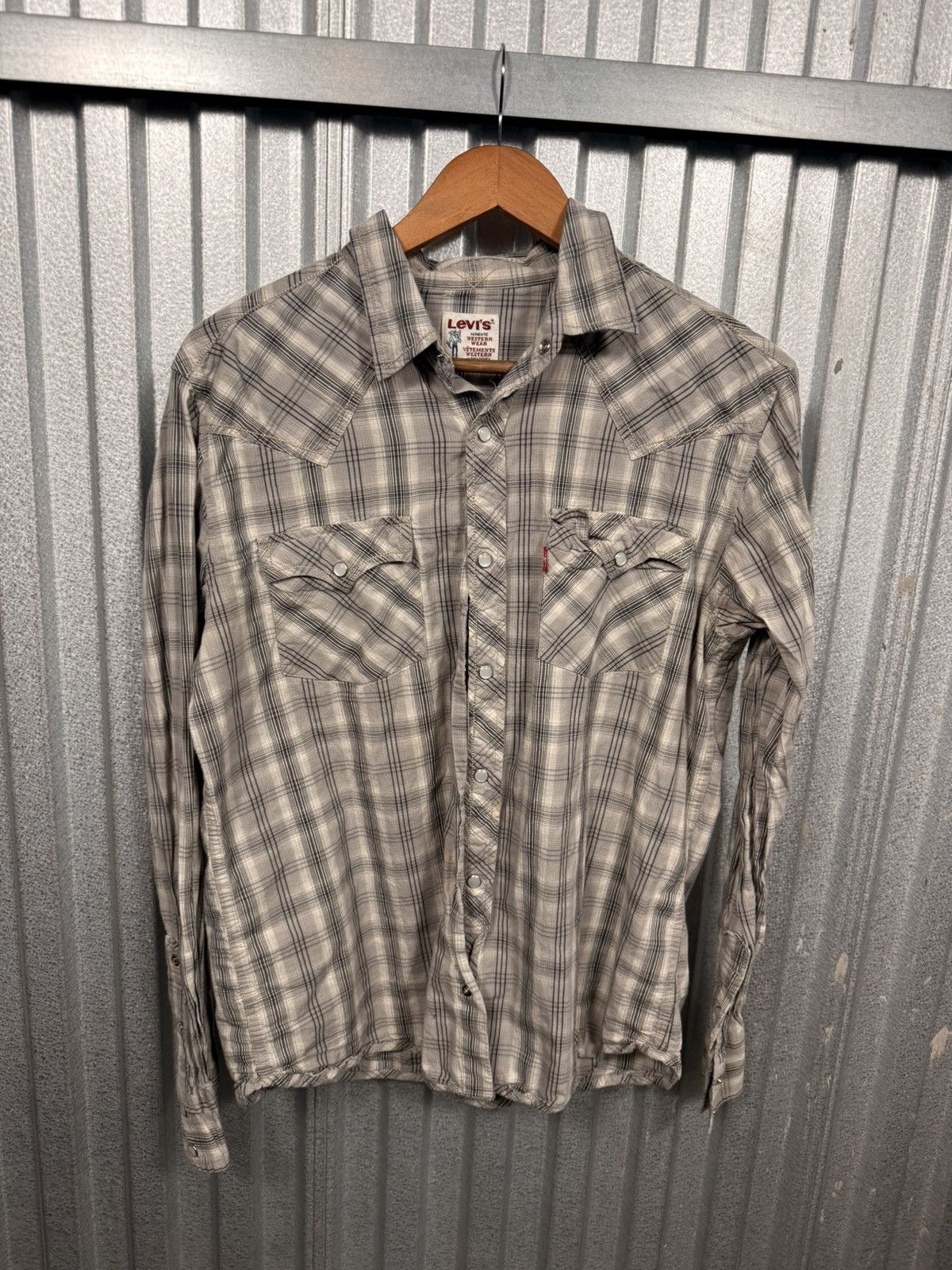 Levi's Vintage Clothing Vintage Levis Authentic Western Wear Pearl Snap Plaid Button Size US M / EU 48-50 / 2 - 8 Thumbnail