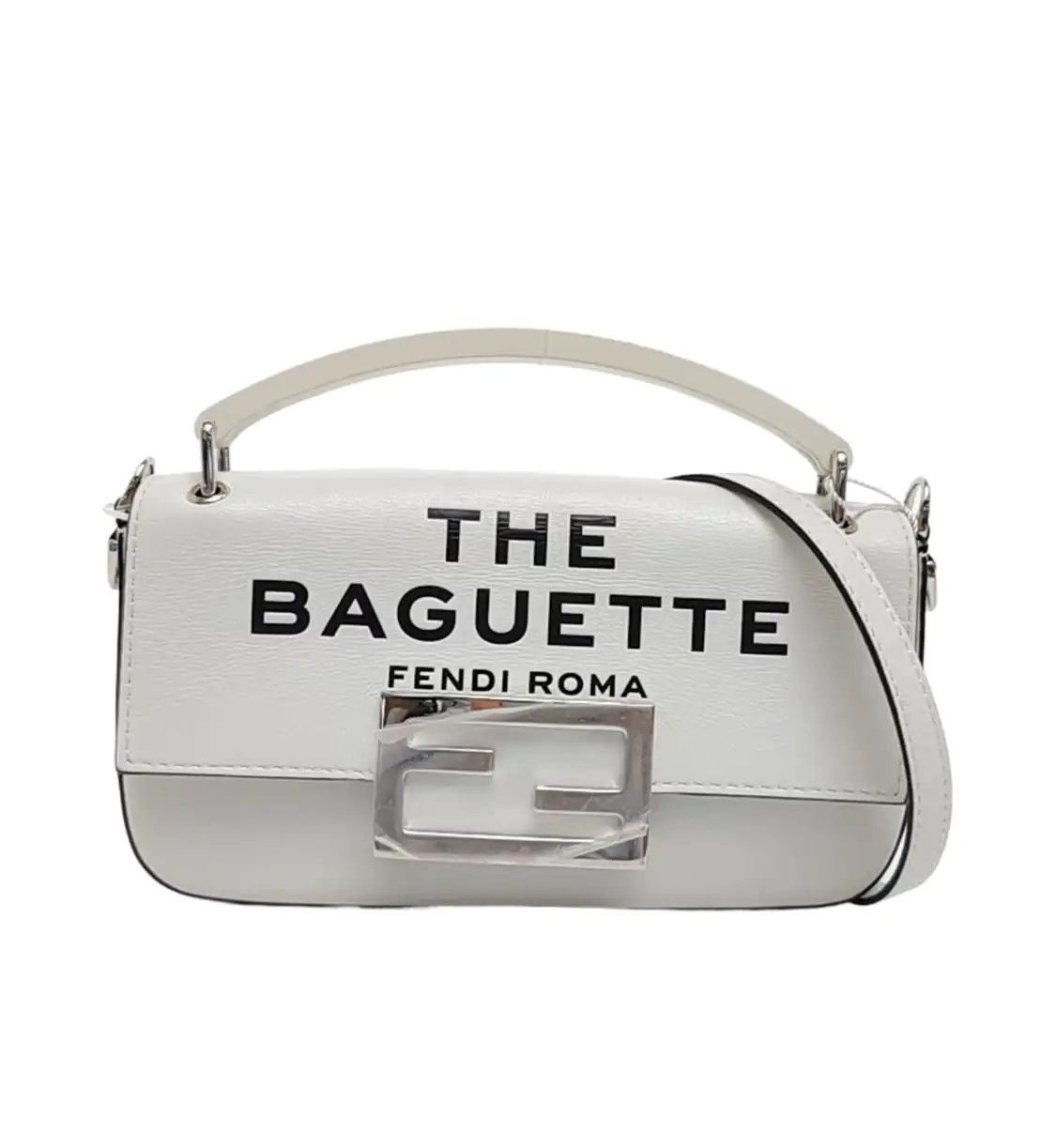 Fendi FENDI Baguette white cowhide leather doubleF print shoulder bag handbag crossbod Size ONE SIZE - 1 Thumbnail