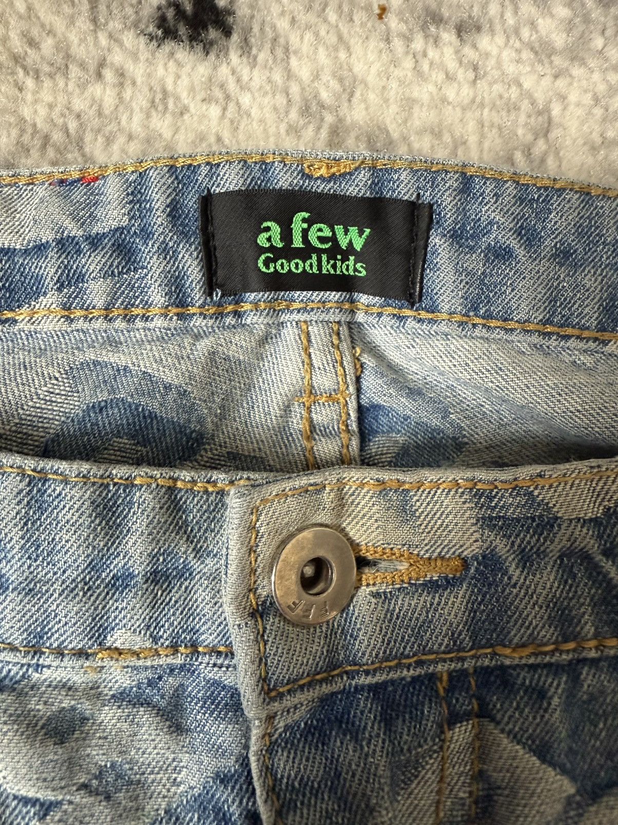 Designer A Few Good Kids Blue Denim Jeans with White Print Size US 34 / EU 50 - 4 Thumbnail