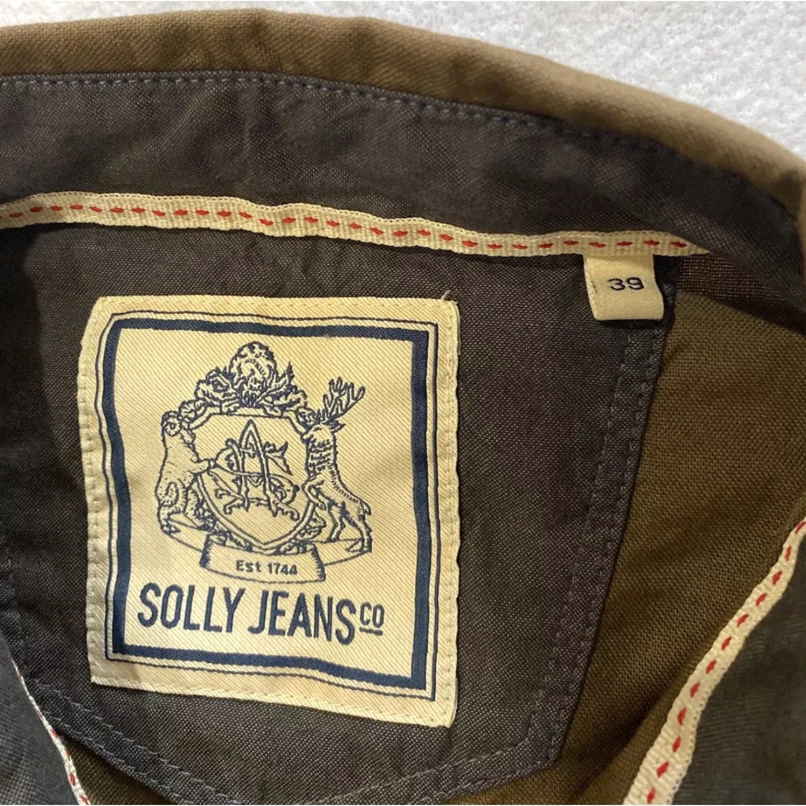 Vintage Solly Jeans Button Shirt Men's Size 39 M Brown Solid Modern Fit Button-Down Shirt Adult Men Size US L / EU 52-54 / 3 - 3 Thumbnail