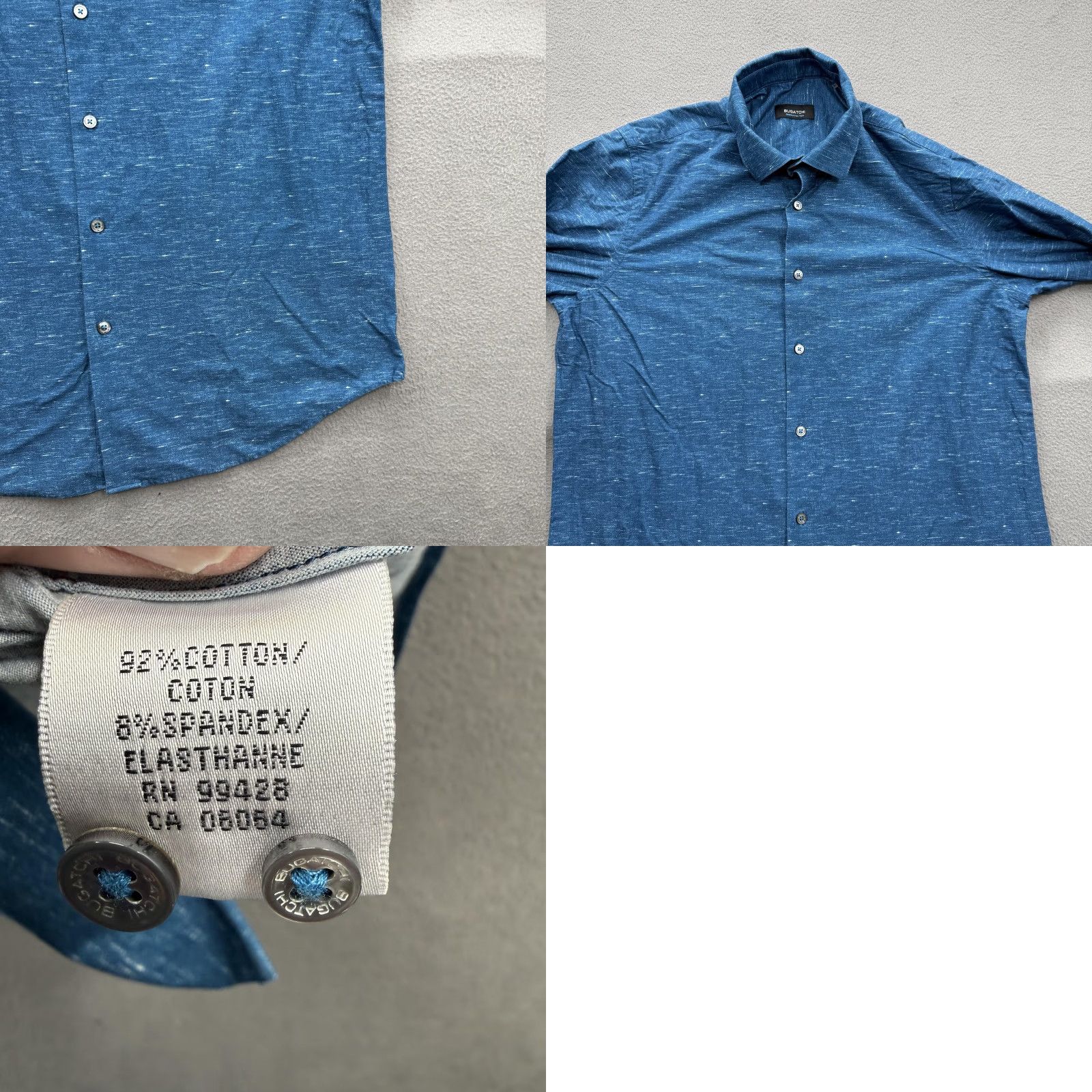 BUGATCHI VINTAGE Bugatchi Shirt Mens Large Blue OoohCotton Tech Long Sleeve Button Up Stretch Size US L / EU 52-54 / 3 - 8 Thumbnail