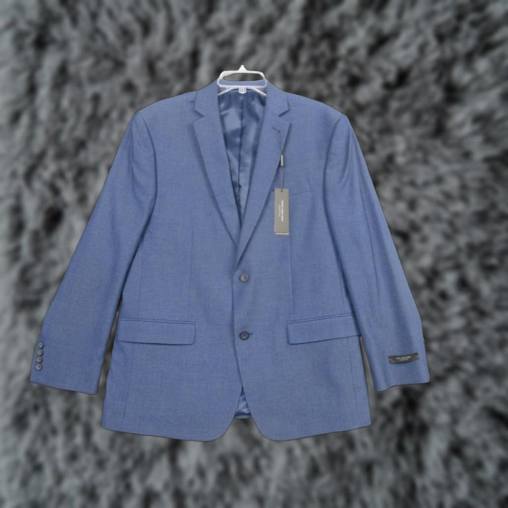 Vintage Marc New York Andrew Marc Blazer Mens 42R Casselman Blue Stretch Suit Jacket 2 Piece Notch Lapel Two-Button Casual Formal Business Size 42R - 1 Thumbnail