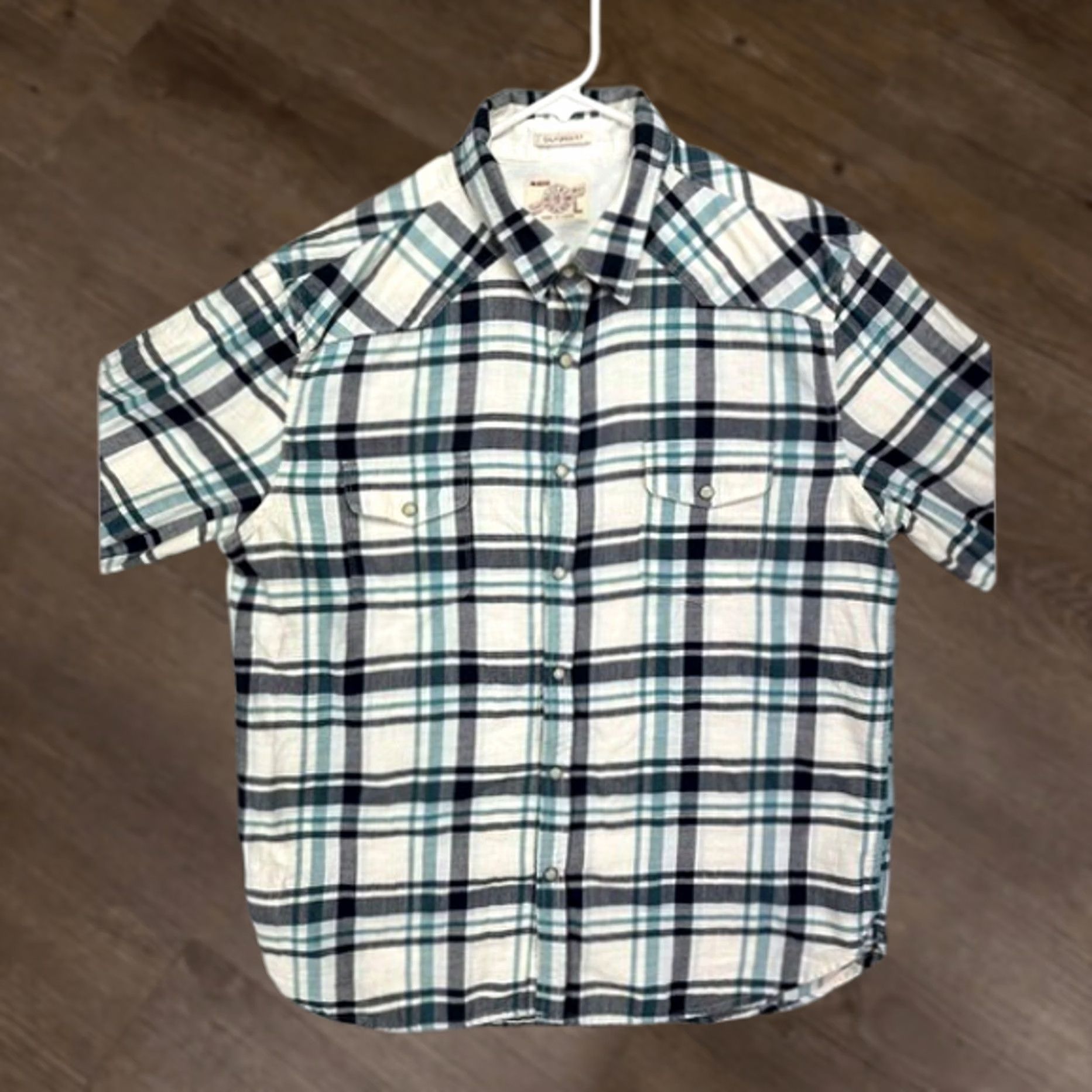 Lucky Brand Lucky Brand Shirt Men Large Blue Plaid California Fit Pearl Snap Button Up Shirt Size US L / EU 52-54 / 3 - 1 Thumbnail