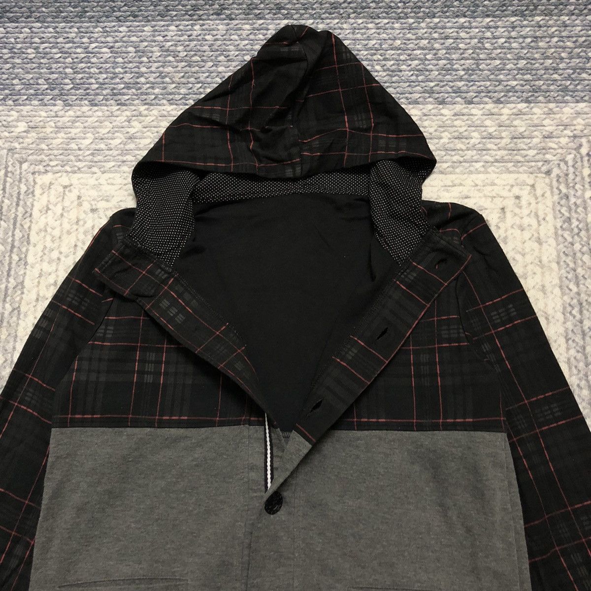 Japanese Brand × semanticdesign Rare Semantic Design Punk Plaid/Grey Button Up Hoodie Size US S / EU 44-46 / 1 - 3 Thumbnail