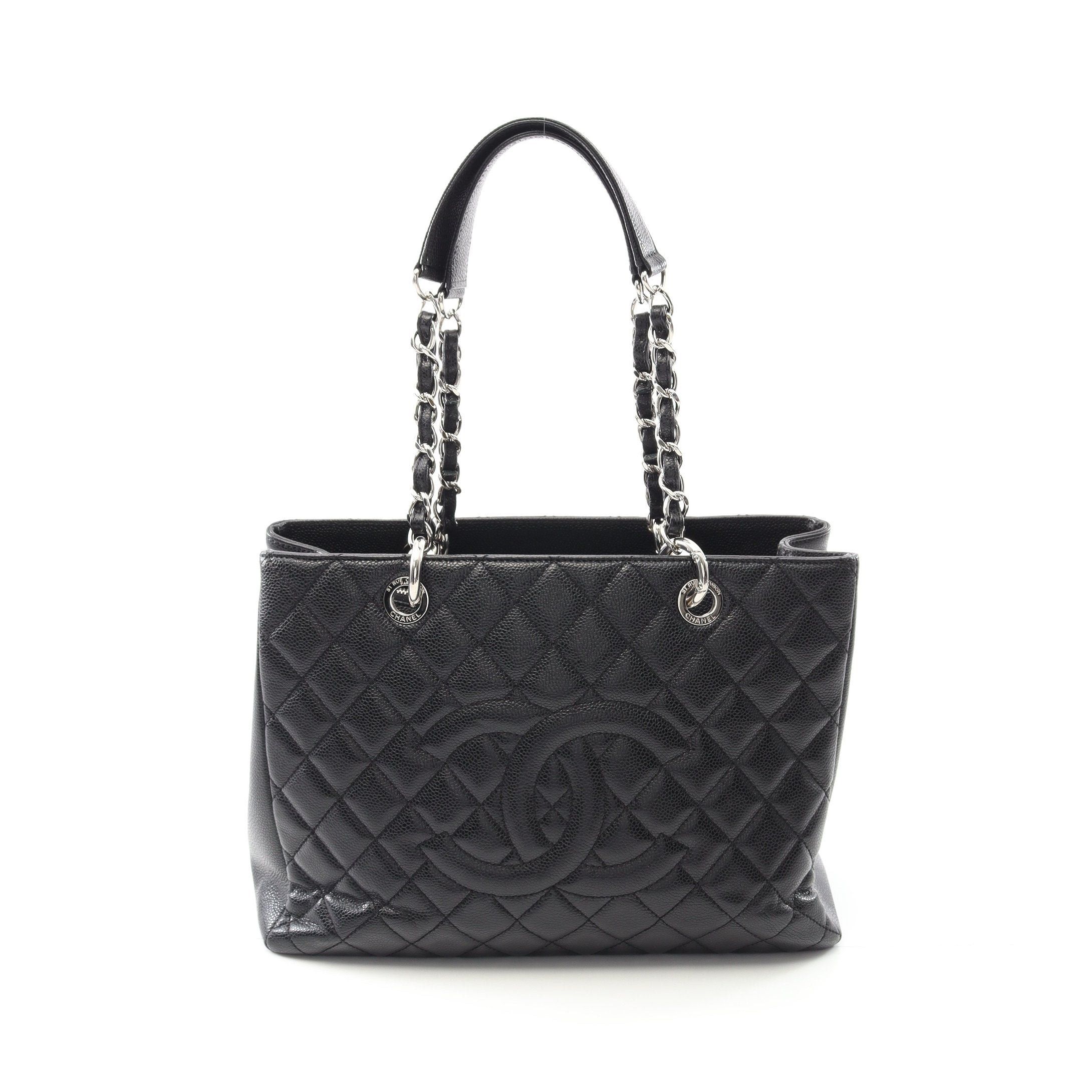 Chanel Chanel Matelasse Grand Shopping Gst Chain Shoulder Bag Tote Caviar Skin Black Silver Hardware Size ONE SIZE - 1 Thumbnail