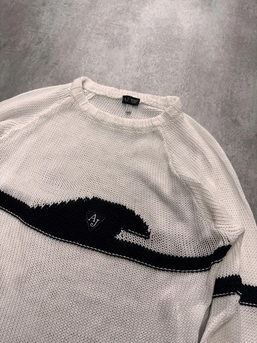 Armani × Vintage 2000s Armani Wave White Sweater Size US L / EU 52-54 / 3 - 2 Thumbnail