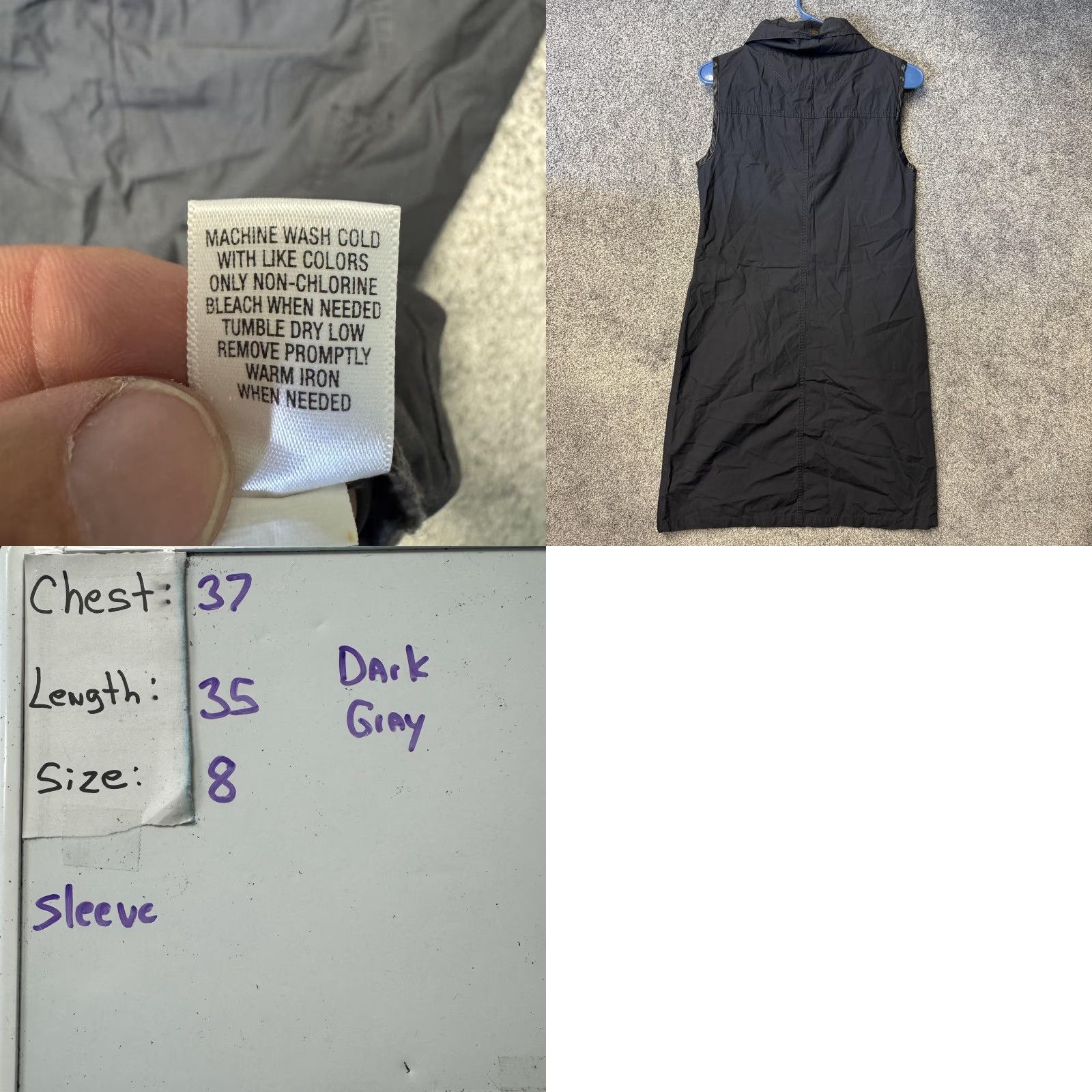 Converse Converse One Star Dress Womens 8 Gray Sleeveless Zip Packable Hood Pockets Shirt Dress Size M / US 6-8 / IT 42-44 - 9 Thumbnail