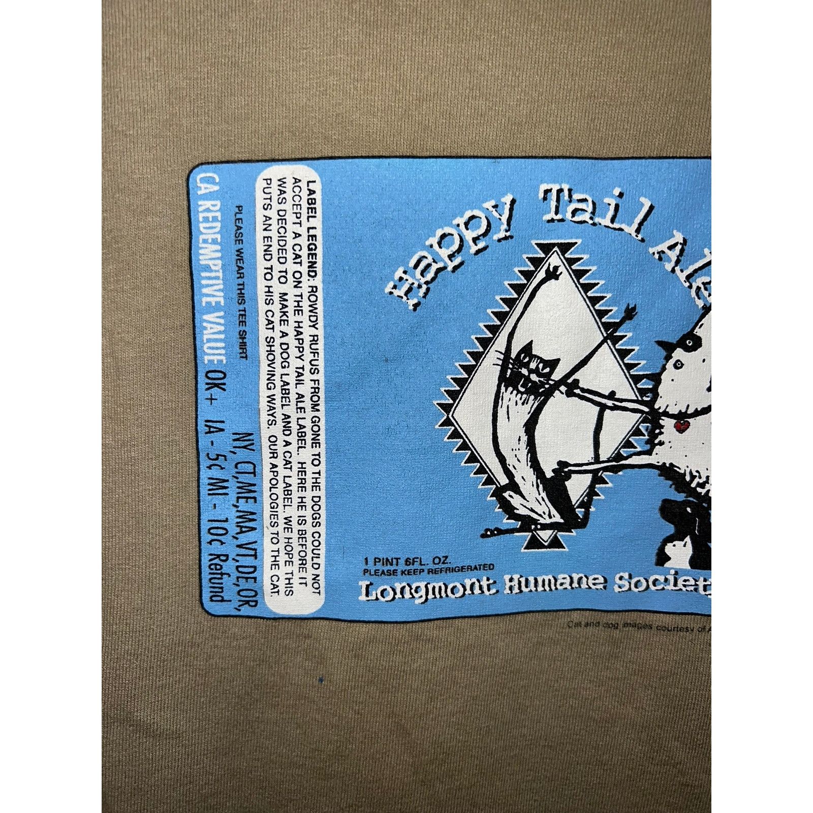 Fruit Of The Loom Vintage Happy Tail Ale Shirt Longmont Humane Graphic Tee L Size US L / EU 52-54 / 3 - 3 Thumbnail