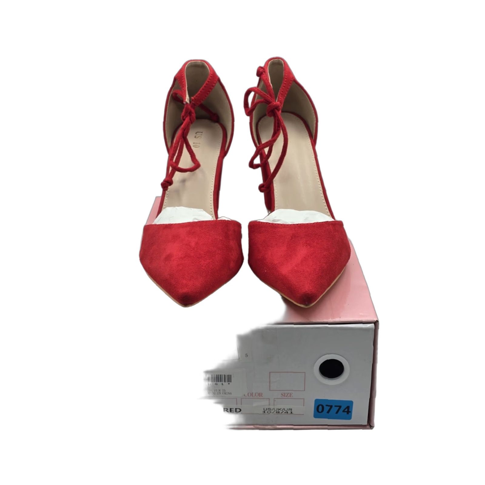 NIB Allegra K Women's Ankle Tie Point Toe Dress Pumps - Red - 10M