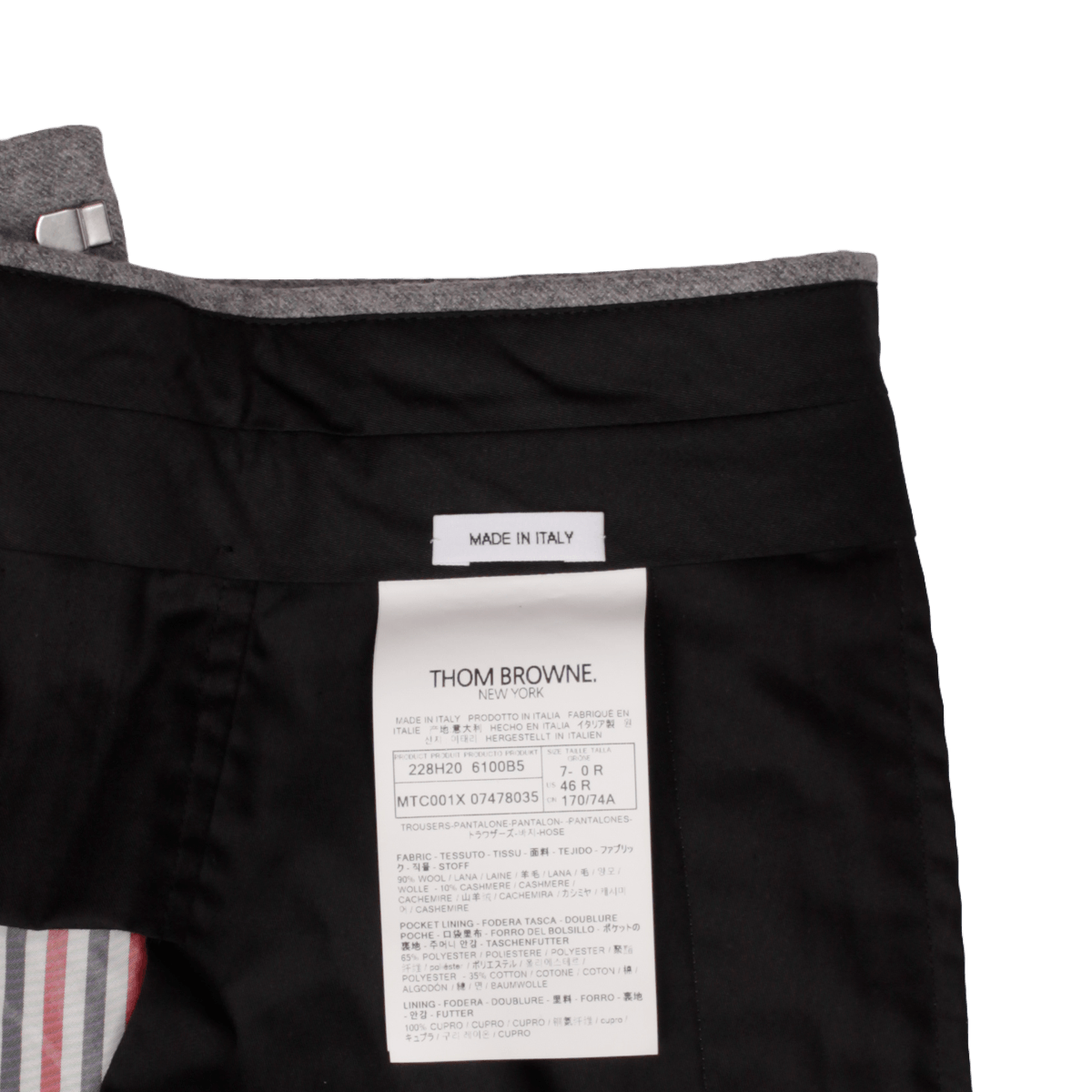 Thom Browne Grey Engineered RWB Stripe Wool Cashmere Suit Size 36R - 11 Thumbnail