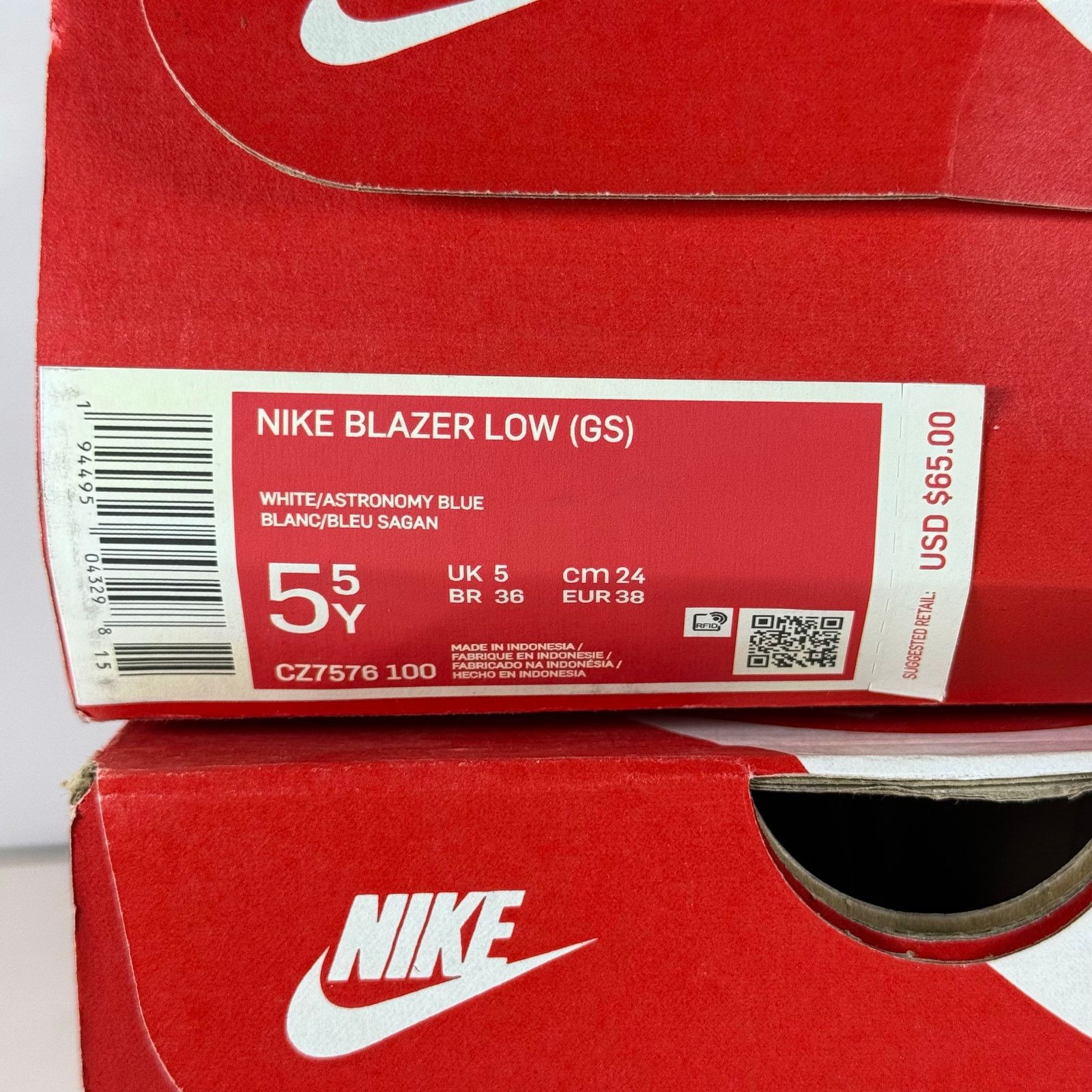 Nike Nike Blazer Low (GS) CZ7576-100 White/Blue Size 5.5 Youth Size US 5.5 / IT 35.5 - 7 Thumbnail
