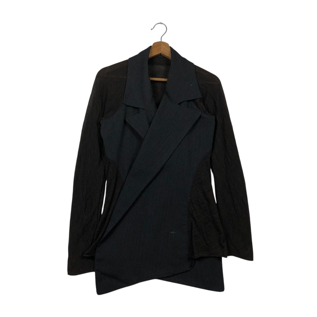 Yohji Yamamoto VINTAGE DOUBLE COLLAR JACKET ASYMMETRICAL DESIGN RICH BLACK Size M / US 6-8 / IT 42-44 - 3 Thumbnail