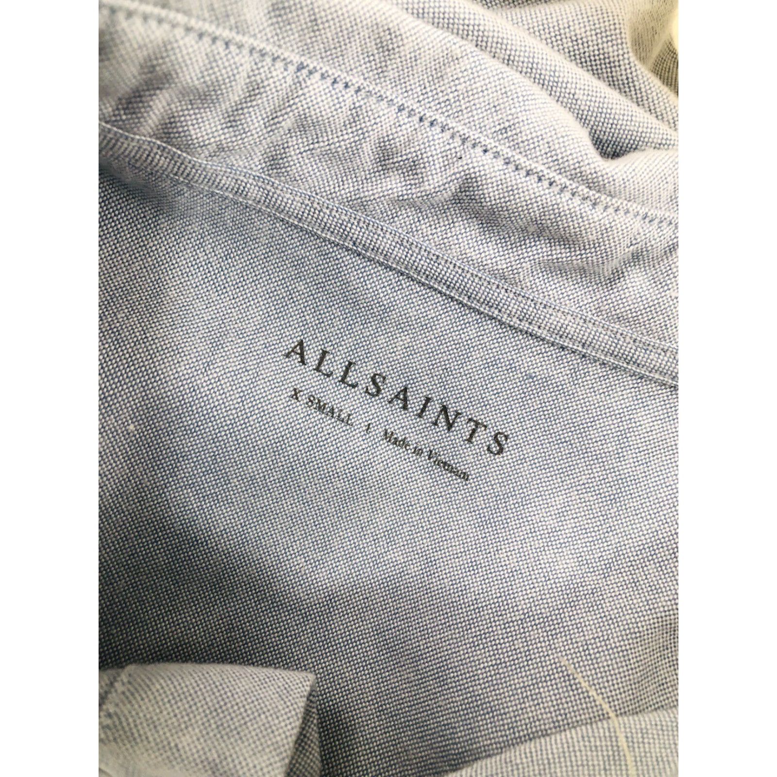 Allsaints ALLSAINTS Embroidered Logo Mens XS Shirt - FLAW Blue, Button-Up, Long Sleeve, Regular, Embroidered Logo, 90s? Size US XS / EU 42 / 0 - 6 Thumbnail