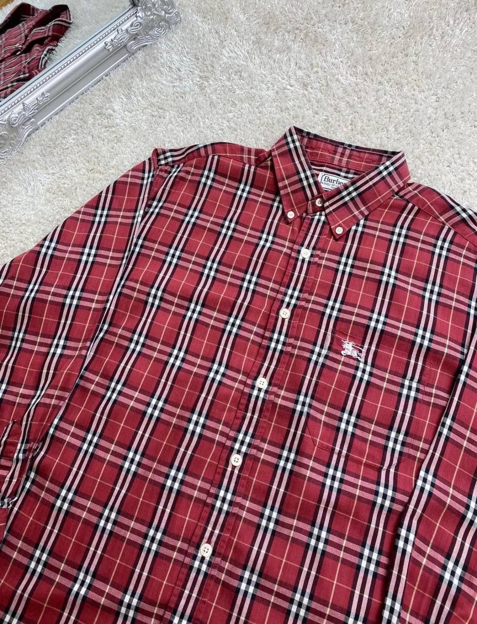 Burberry × Designer × Vintage Red Burberry Checkered Shirt XL Vintage Luxury Size US XL / EU 56 / 4 - 2 Thumbnail