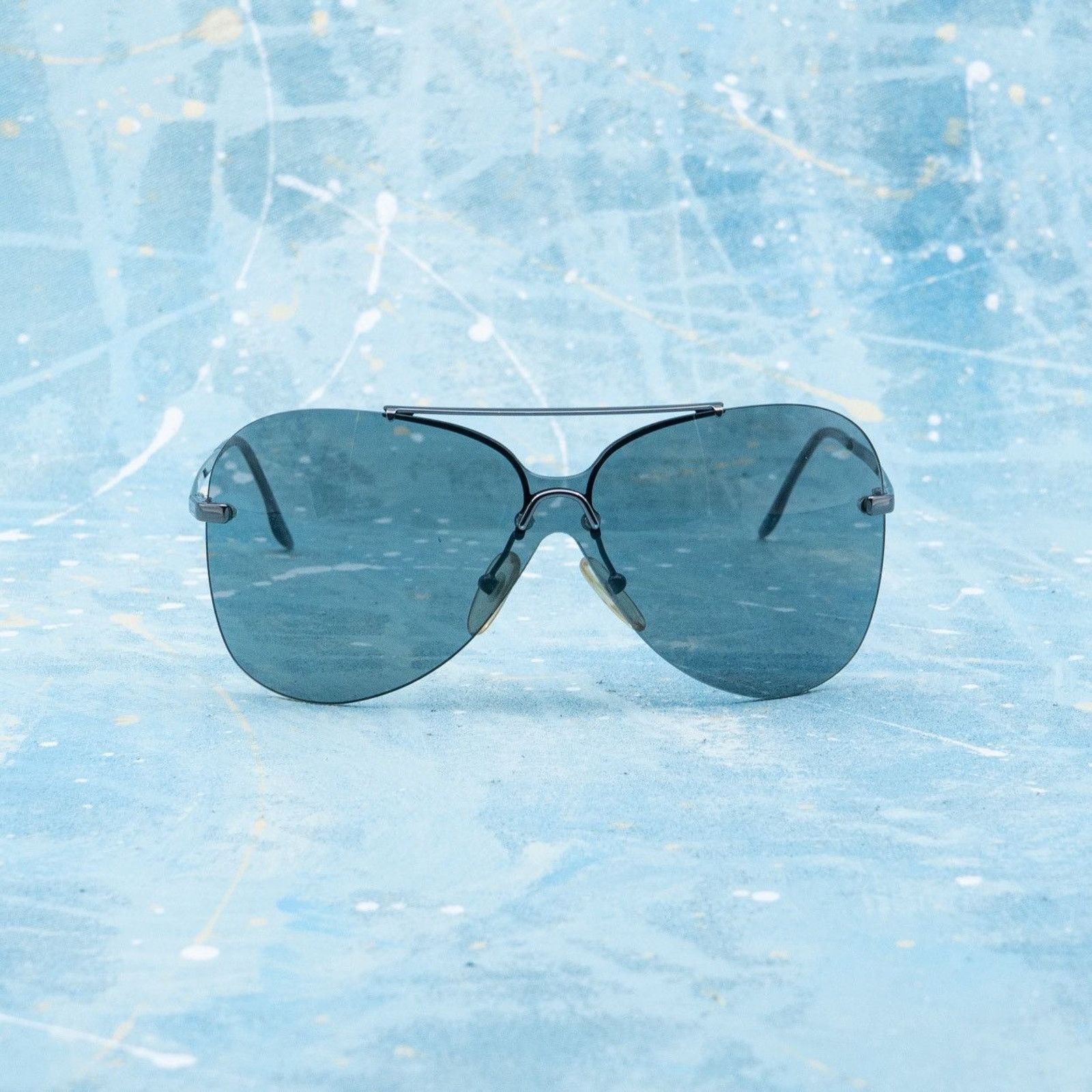 Dior × Vintage Vintage dior logo rimless oval shield aviator sunglasses Size ONE SIZE - 2 Thumbnail