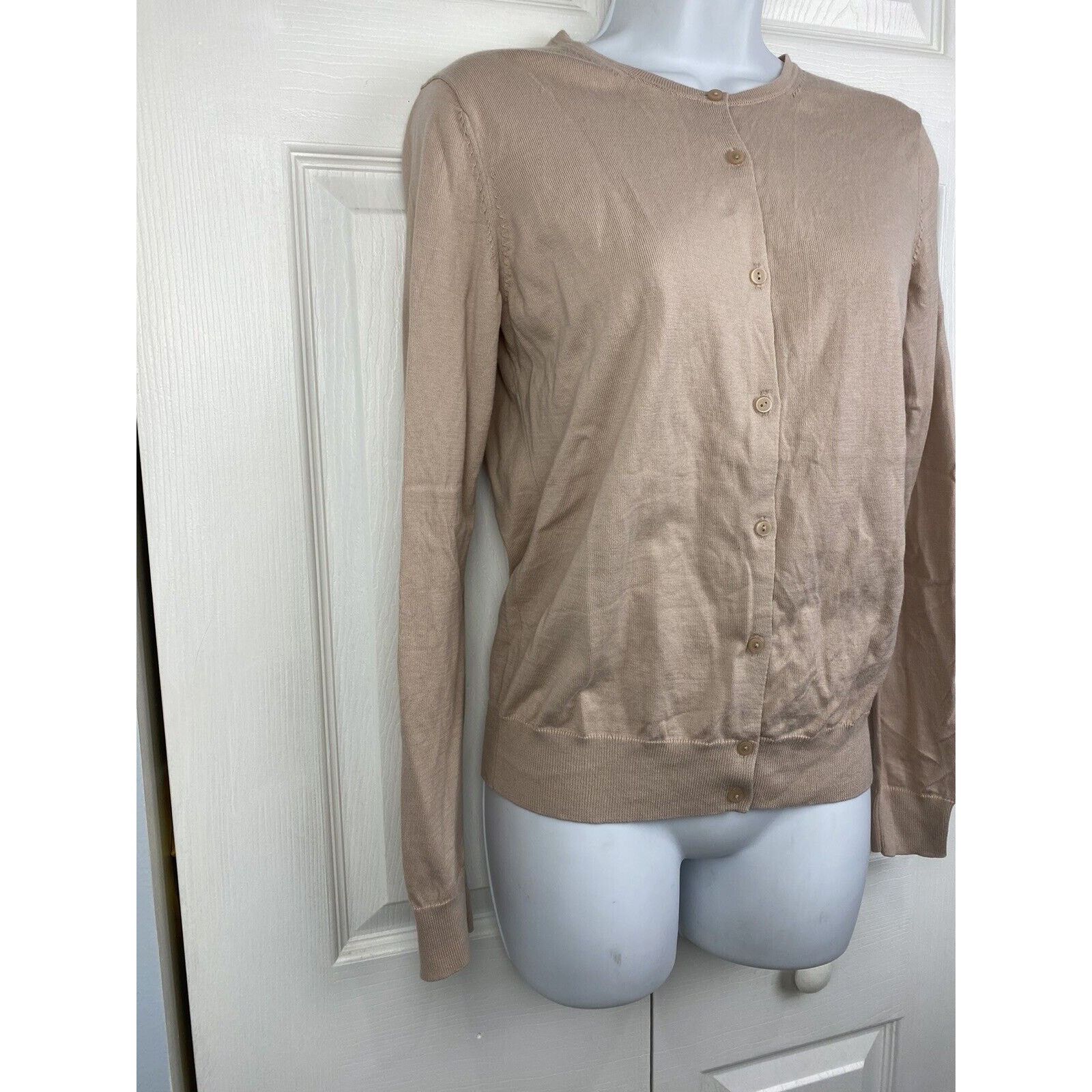 Uniqlo Uniqlo Beige 100% Cotton Button Up Cardigan Sweater Size S / US 4 / IT 40 - 3 Thumbnail