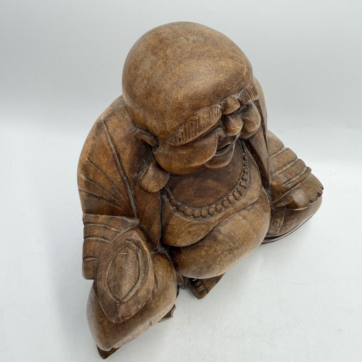 Vintage Vintage Hand Carved Wooden Lucky Buddha Hotei Feng Shui Size ONE SIZE - 8 Thumbnail