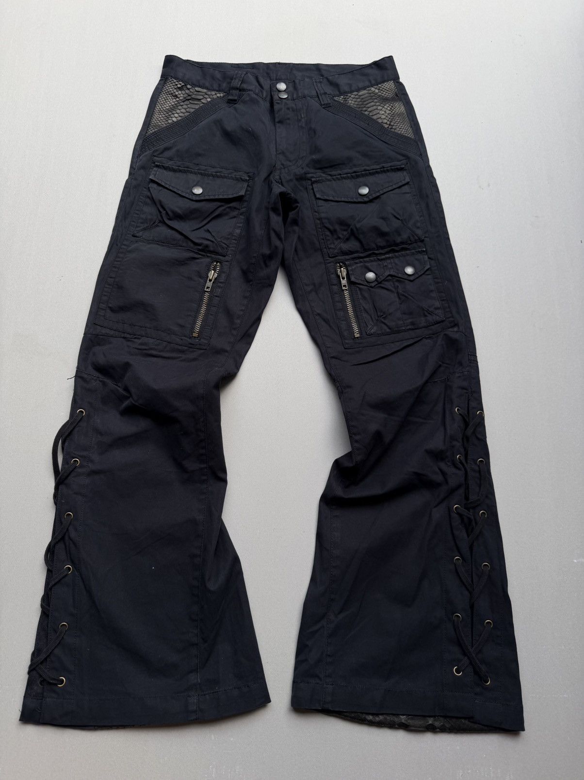 Japanese Brand Comme ca ism lace up flare cargo pants Size US 29 - 1 Thumbnail