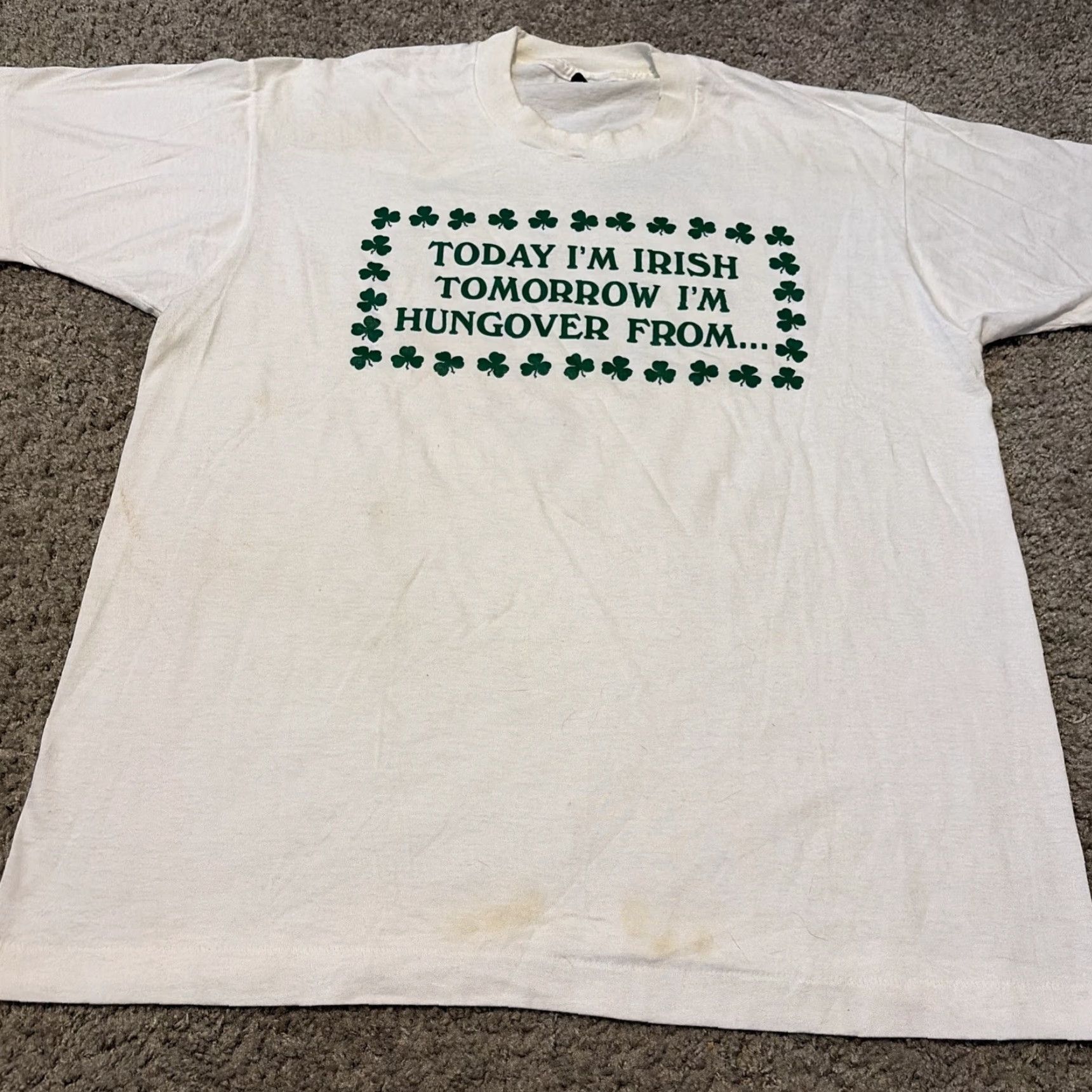 Vintage VINTAGE 80s Today I’m Irish Tomorrow I’m Hungover Bar Florida White XL T-Shirt Men Size US XL / EU 56 / 4 - 7 Thumbnail